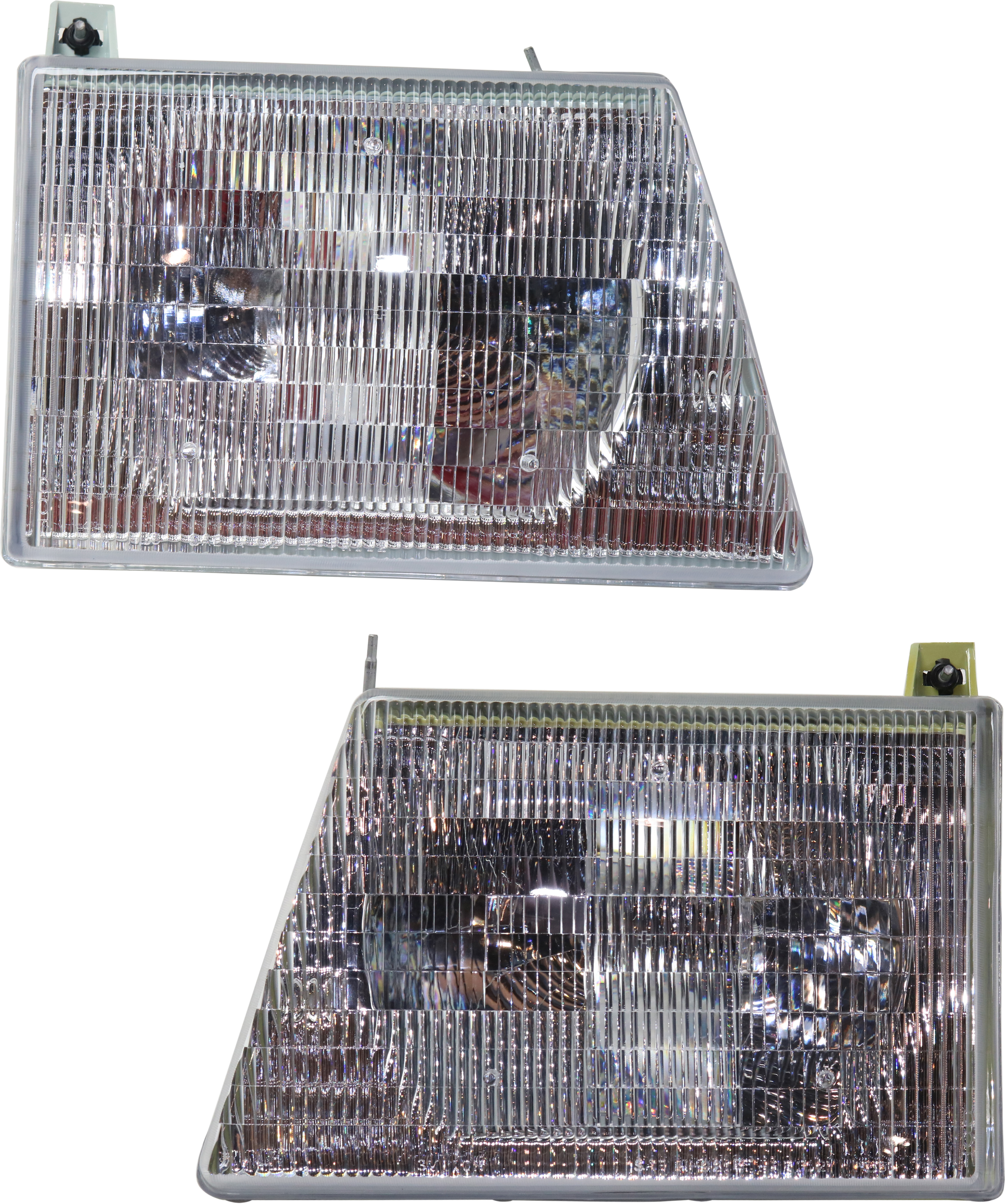 AM ECONOLINE VAN 92-96 HEAD LAMP RH AND LH Assembly Halogen Composite Type SKU SET 20-3074-00 Partslink FO2502121 FO2503117 OEM F6UZ13008BA F6UZ13008AA