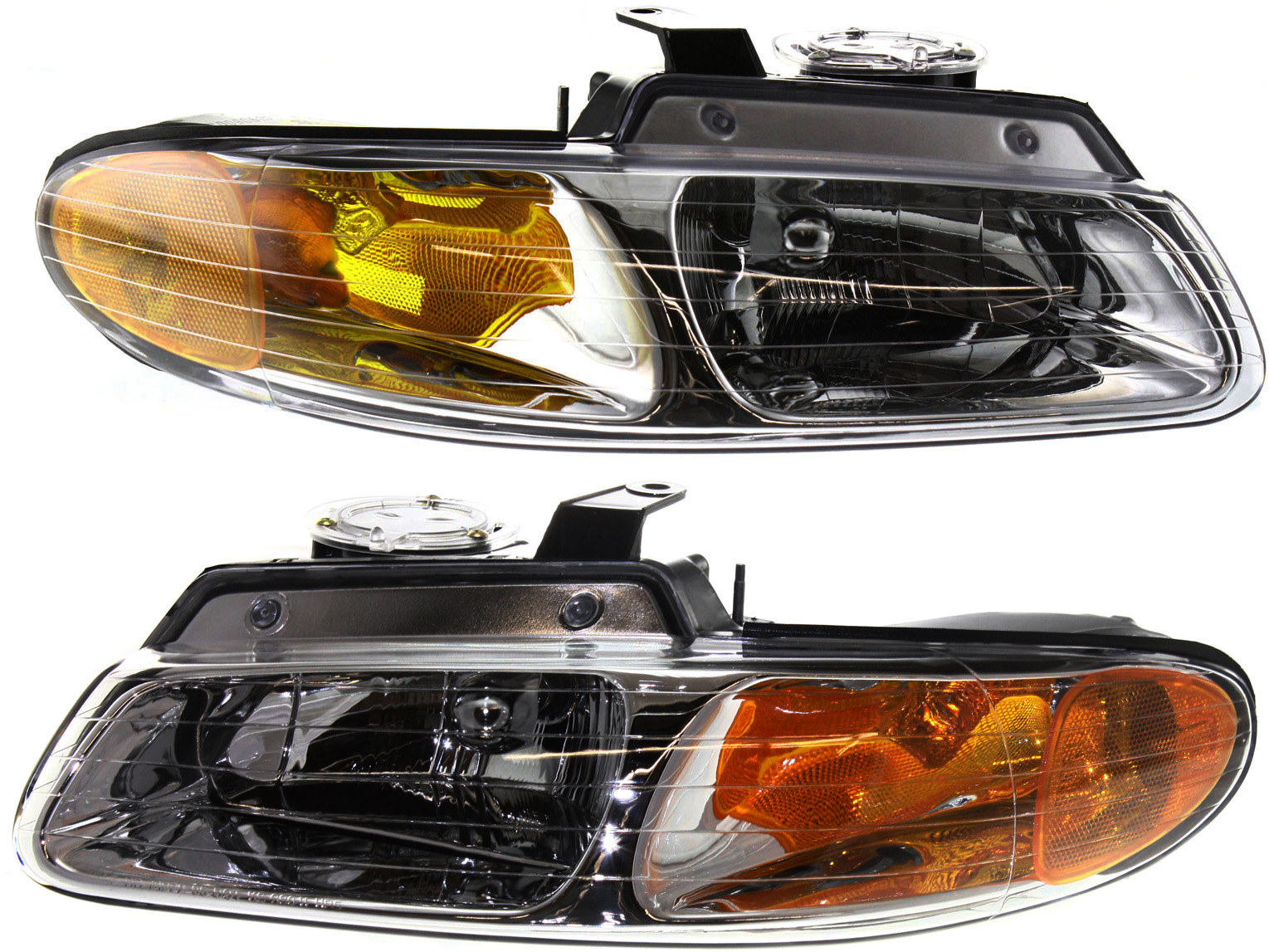 AM CARAVAN TOWN AND COUNTRY VOYAGER 96-99 HEAD LAMP RH AND LH Assembly Halogen w o Quad Lamps SKU SET 20-3163-88 Partslink CH2502109 CH2503109 OEM 4857041AB 4857040AB