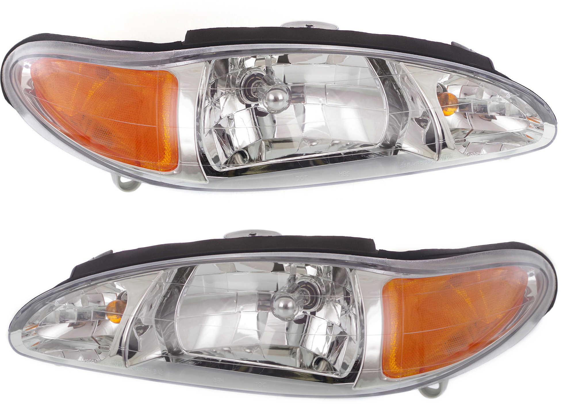 AM ESCORT 97-02 HEAD LAMP RH AND LH Assembly Halogen w Side Marker Lamp Sedan Wagon SKU SET 20-3595-00 Partslink FO2502137 FO2503137 OEM XS4Z13008BA XS4Z13008AA