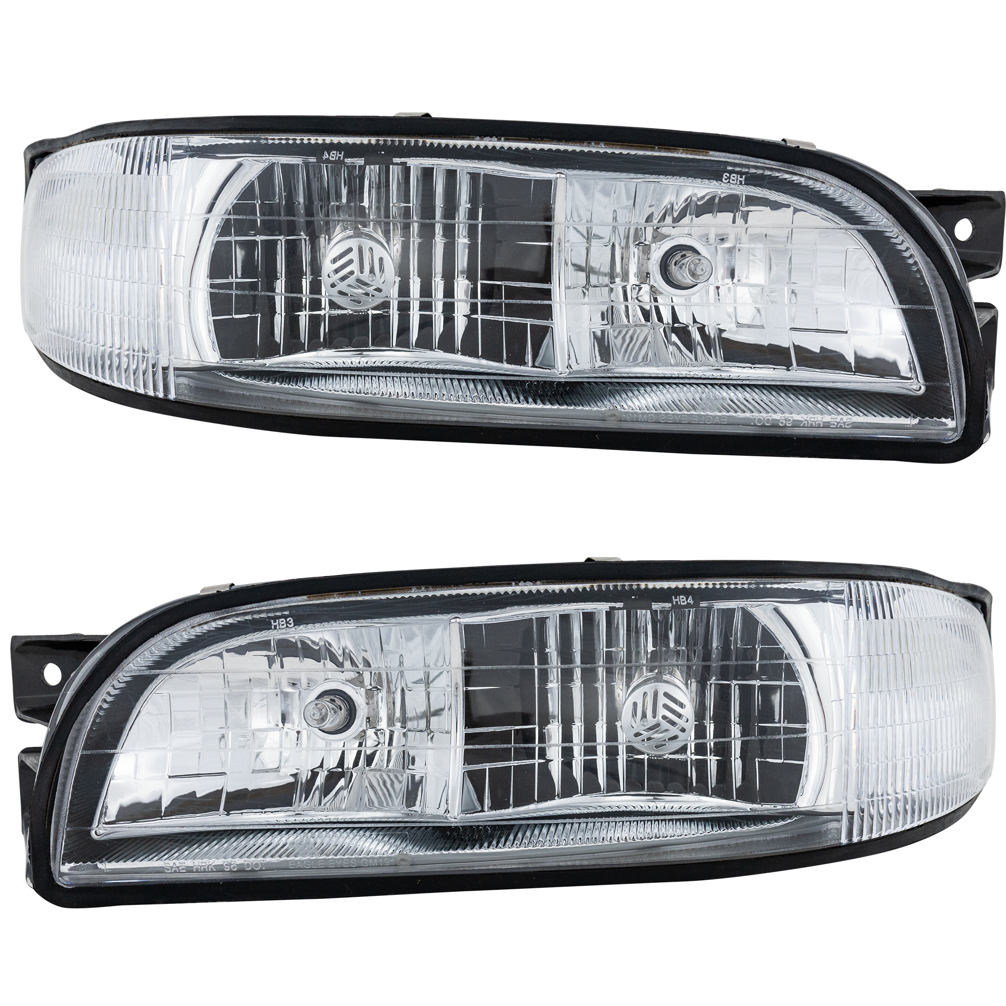 AM LESABRE 97-99 HEAD LAMP RH AND LH Assembly Halogen w Cornering Lamp Equipped SKU SET 20-5195-00 Partslink GM2502158 GM2503158 OEM 16525997-16525998