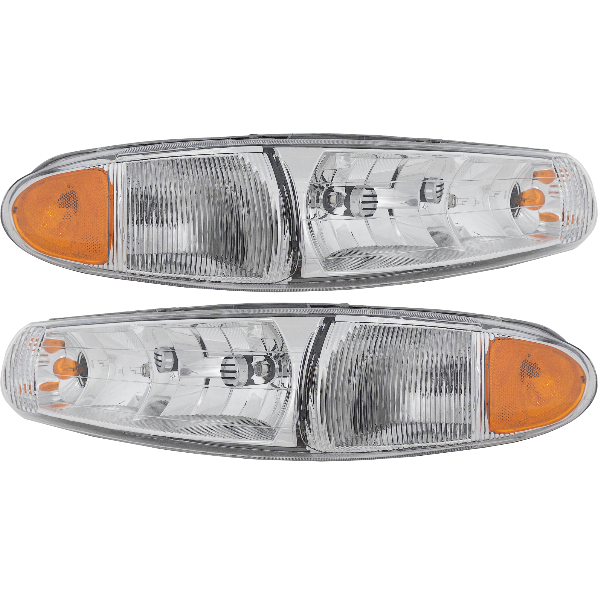AM CENTURY 97-05 REGAL 97-04 HEAD LAMP RH AND LH Assembly Halogen w Corner Light Bulb SKU SET 20-5197-00 Partslink GM2503182 GM2502182 OEM 19244638-19244639