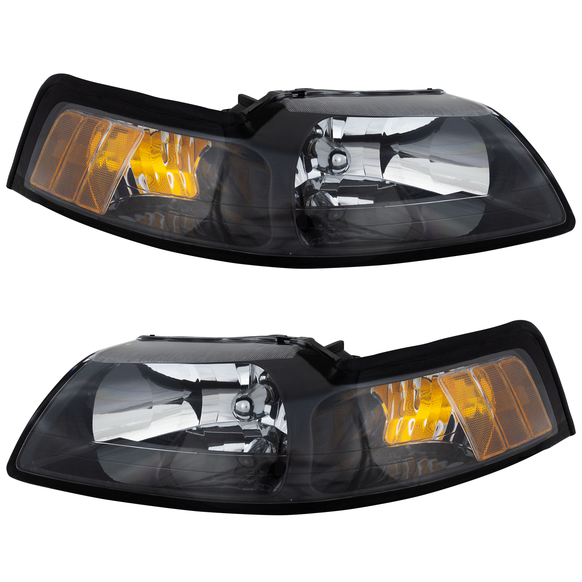 AM MUSTANG 99-04 HEAD LAMP RH AND LH Assembly Halogen Black Interior SKU SET 20-5695-91A Partslink FO2502177 FO2503177 OEM 3R3Z13008CA PFM 3R3Z13008DA PF