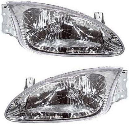 AM ELANTRA 99-00 HEAD LAMP RH AND LH Assembly Halogen SKU SET 20-5909-00 Partslink HY2502118 HY2502141 HY2503118 HY2503141 OEM 9210129550-9210129551-92102295