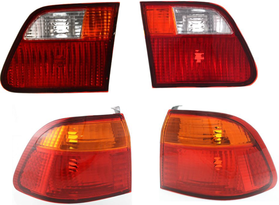 AM CIVIC 99-00 TAIL LAMP RH AND LH Inner and Outer Lens Housing Sedan SKU SET 2171309RUS 4 Partslink HO2819111 HO2818111 HO2818115 HO2819115 OEM 33501S04A51-33551S04A51-34156S