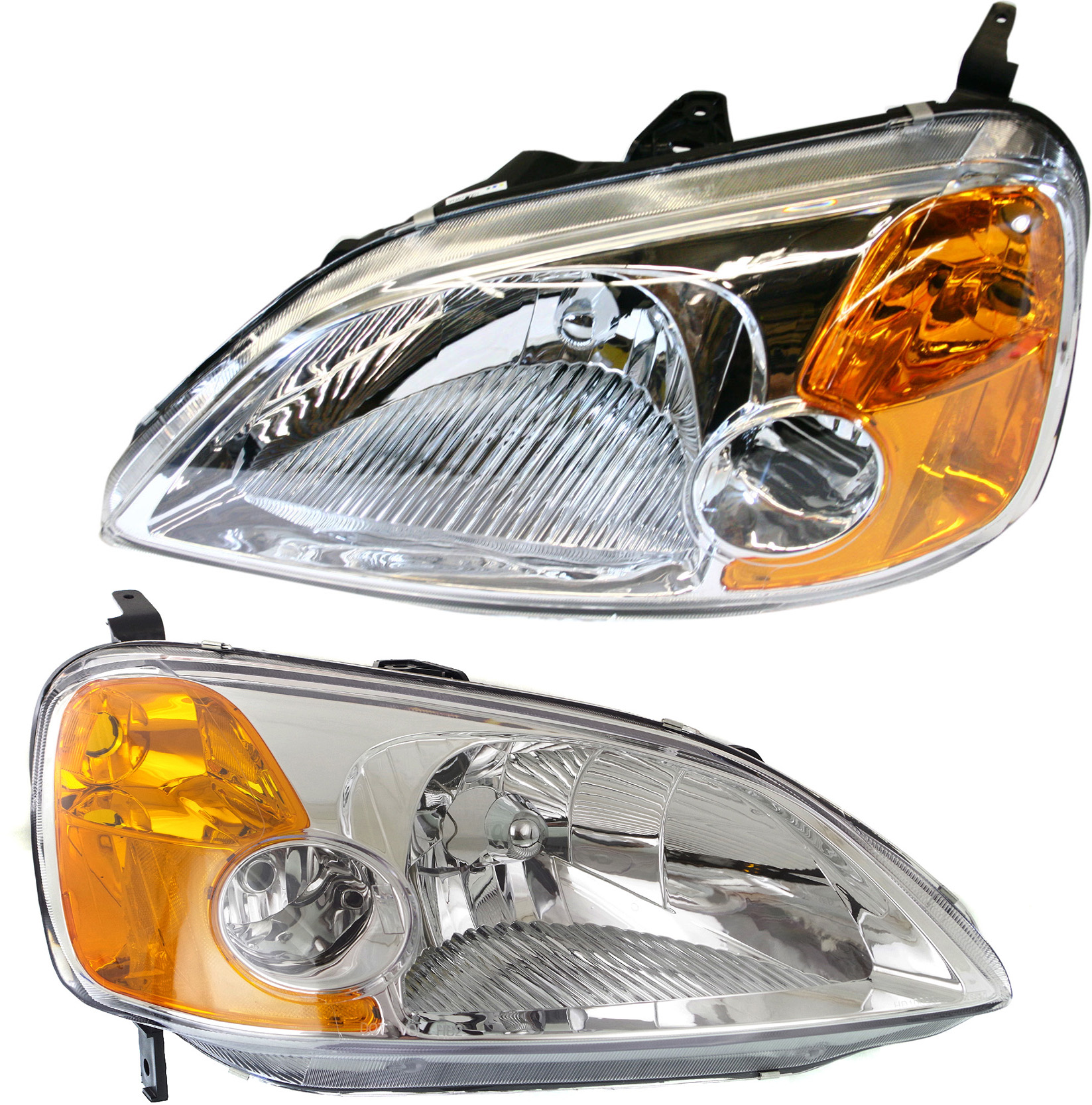 AM CIVIC 01-03 HEAD LAMP RH AND LH Lens and Housing Halogen Coupe SKU SET 3171126RUS Partslink HO2519102 HO2518102 OEM 33101S5PA01-33151S5PA01