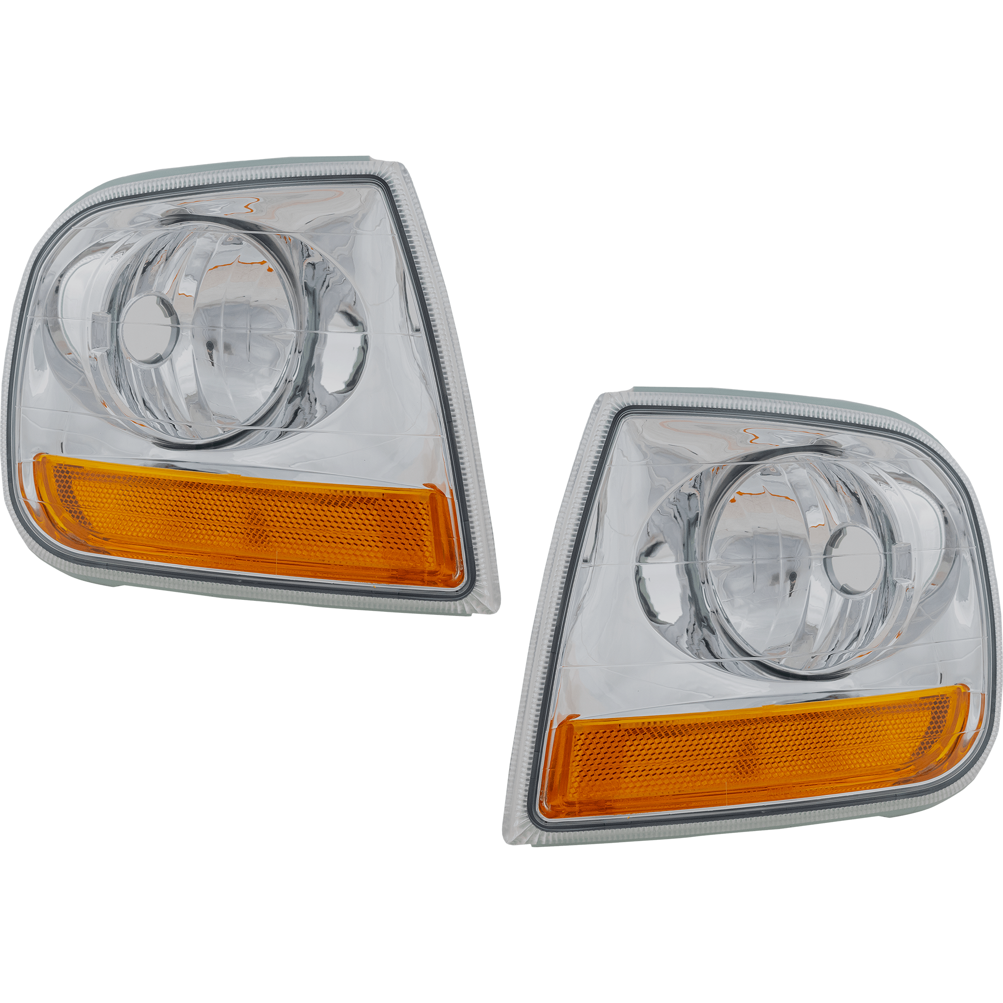AM F 150-01-03 CORNER LAMP RH and LH Lens and Housing Lightning Model SKU SET 3301504RUS Partslink FO2520170 FO2521170 OEM 1L3Z13200BA 1L3Z13201BA