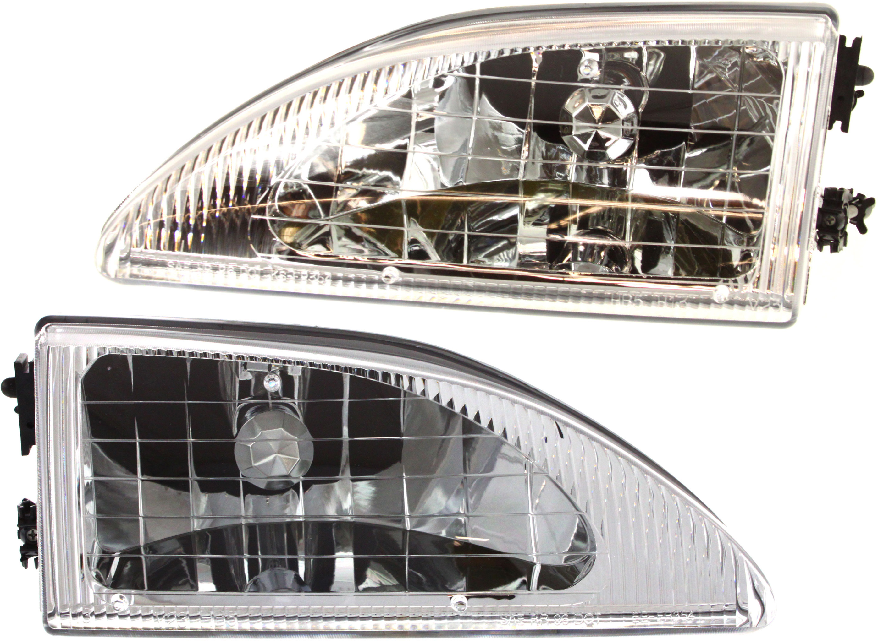AM MUSTANG 94-98 HEAD LAMP RH AND LH Assembly Halogen Cobra Model SKU SET 3311142RAS Partslink FO2502161 FO2503161 OEM F4ZZ13008D F4ZZ13008C