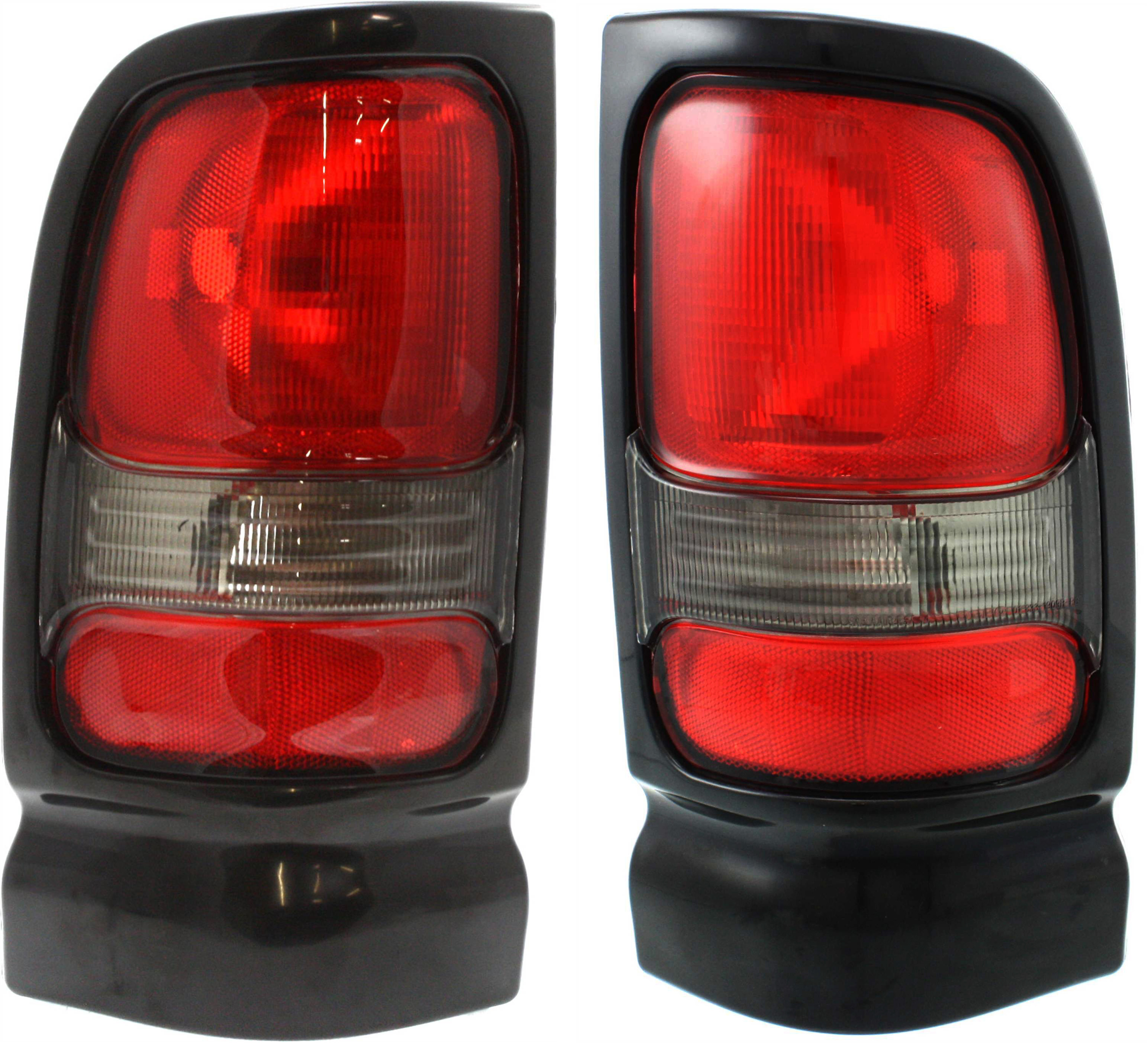 AM RAM 1500-97-01 TAIL LAMP RH AND LH Lens and Housing w Sport Package Black SKU SET 3331909RUS Partslink CH2800135 CH2801135 OEM 5EK45DX8AC 5EK44DX8AC