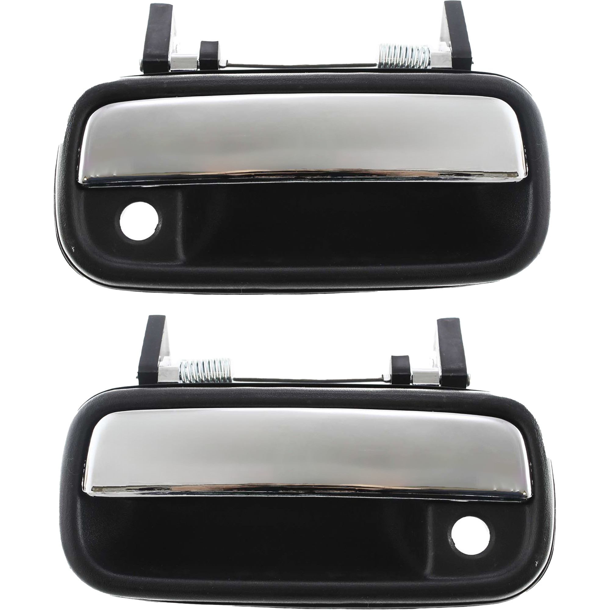 AM TOYOTA PICKUP 89-95-4RUNNER 90-95 FRONT EXTERIOR DOOR HANDLE RH AND LH Plastic Chrome Lever with Black Bezel w Keyhole SKU SET 3395 Partslink TO1311104 TO1310104 OEM 6921089111-6922089111