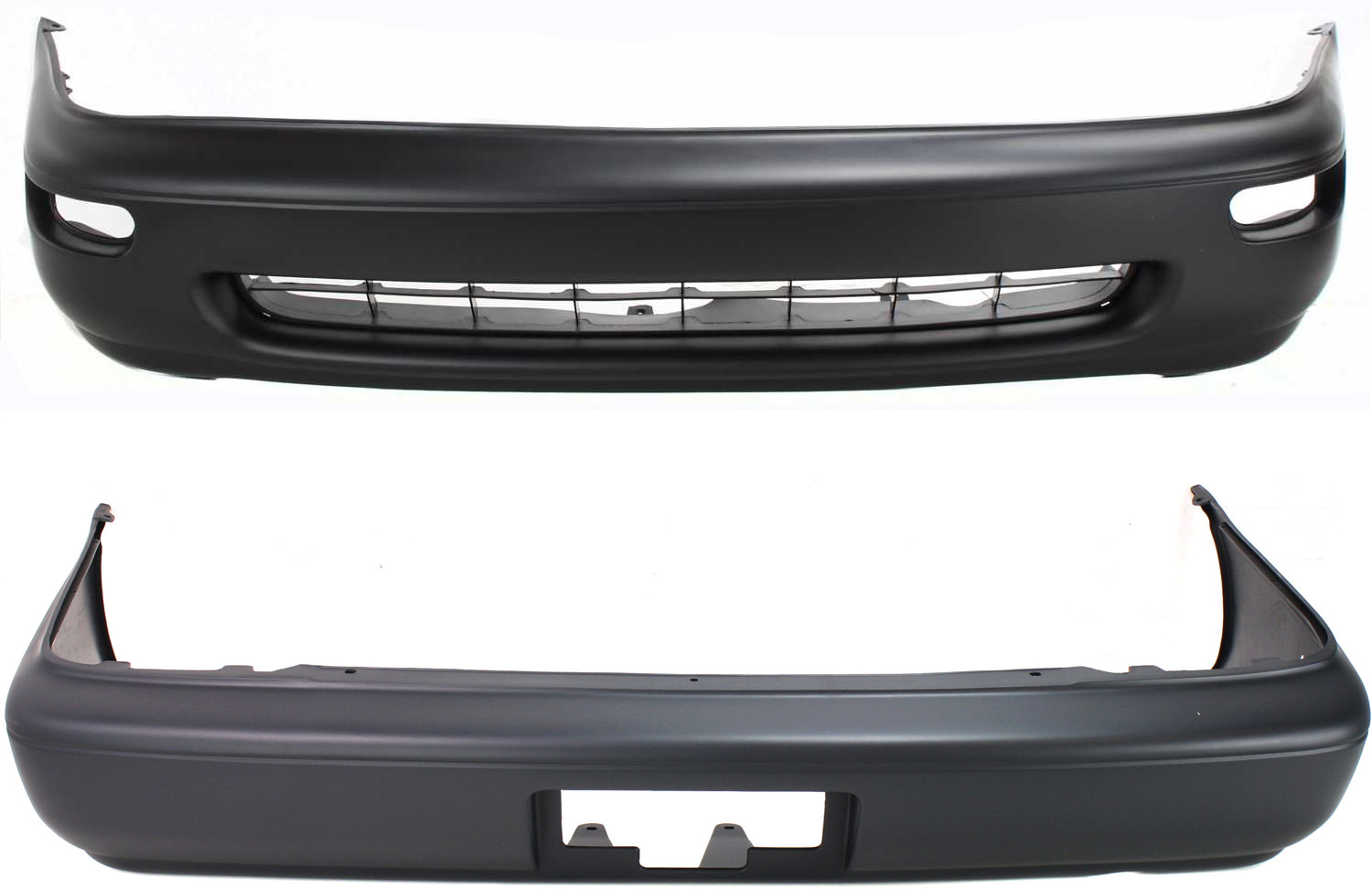 AM COROLLA 93-97 FRONT AND REAR BUMPER COVER Primed Sedan SKU SET 3806P 2 Partslink TO1000115 TO1100174 OEM 5211902902-5215902902