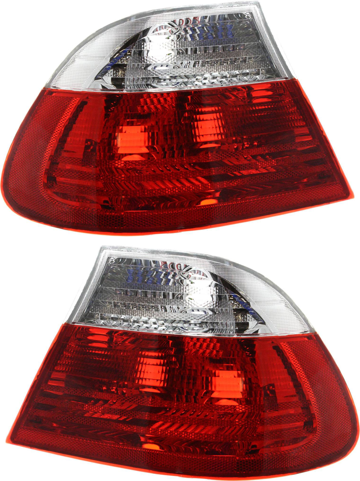 AM 3 SERIES 00-03 TAIL LAMP RH AND LH Outer Lens and Housing Halogen Clear and Red Lens Coupe To 3-03 SKU SET 4441907RUQCR Partslink BM2800108 BM2801108 OEM 63218383825-63218383826