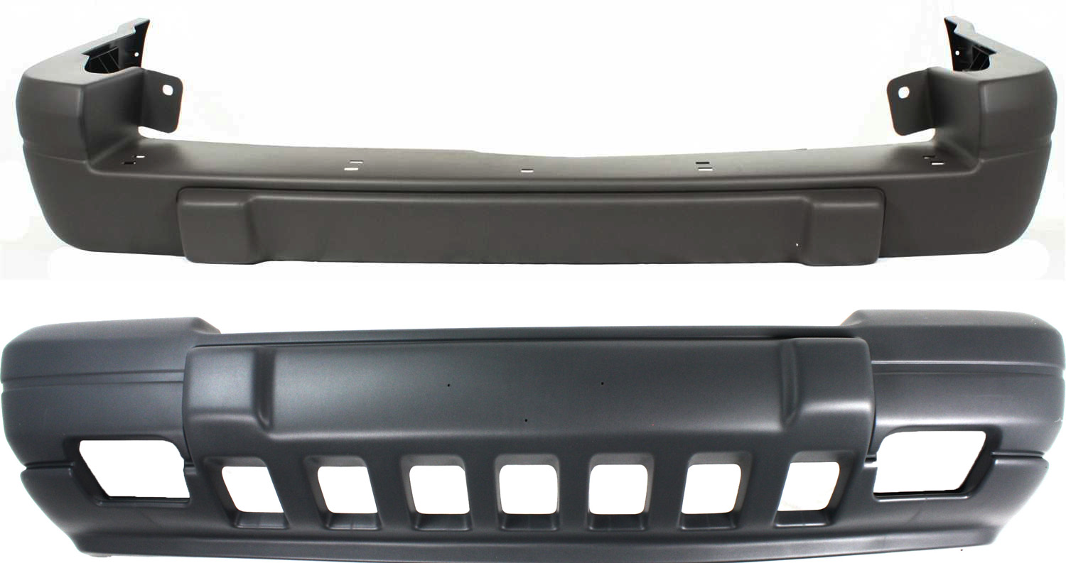 AM GRAND CHEROKEE 96-98 FRONT AND REAR BUMPER COVER Textured Laredo Model SKU SET 5028-2 Partslink CH1000844 CH1100815 OEM 5DN63SS5-5DP65SS5