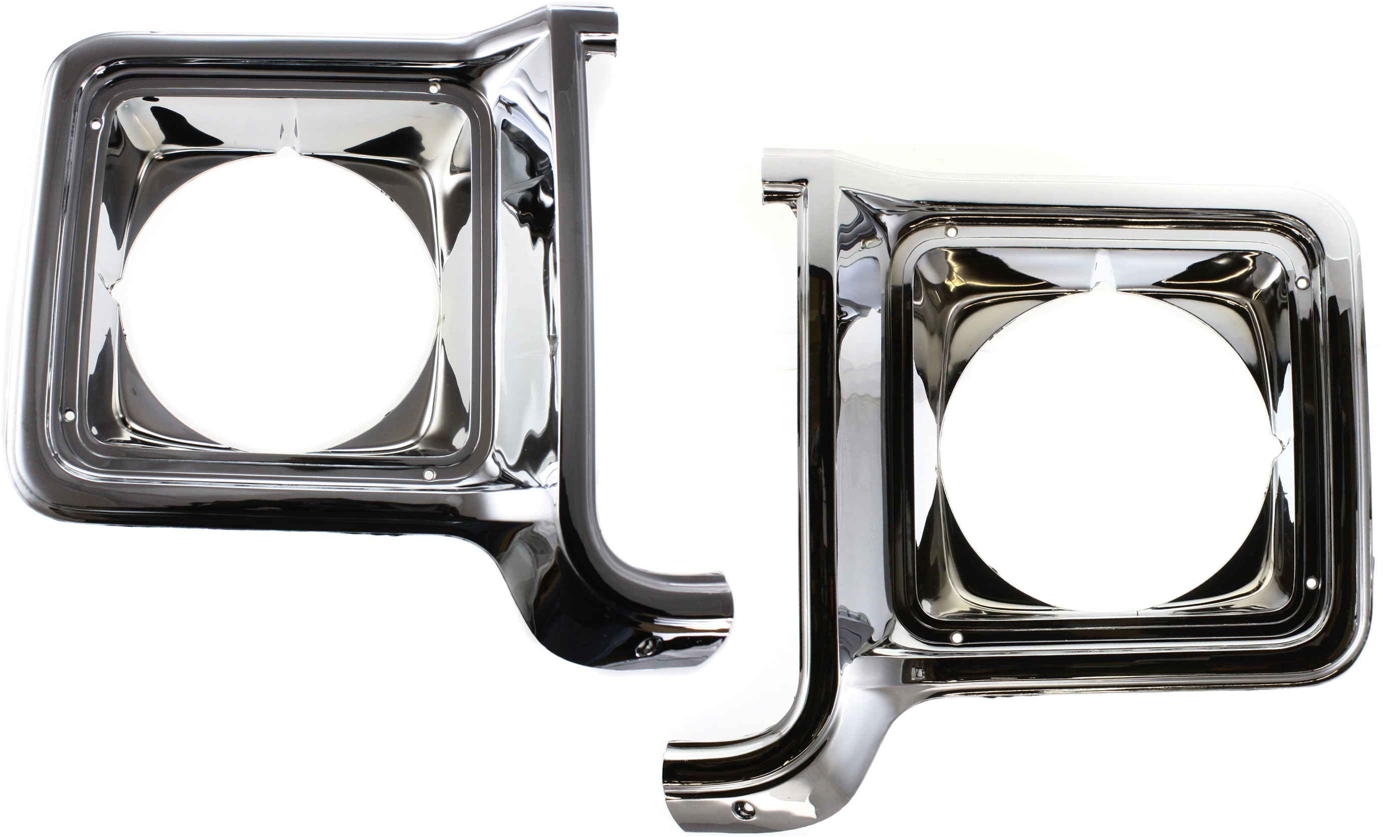 AM C K SERIES 73-78 SUBURBAN 73-80 HEAD LAMP DOOR RH AND LH Chrome and Silver Round SKU SET 6731 Partslink GM2513134 GM2512134 OEM 376628-376627
