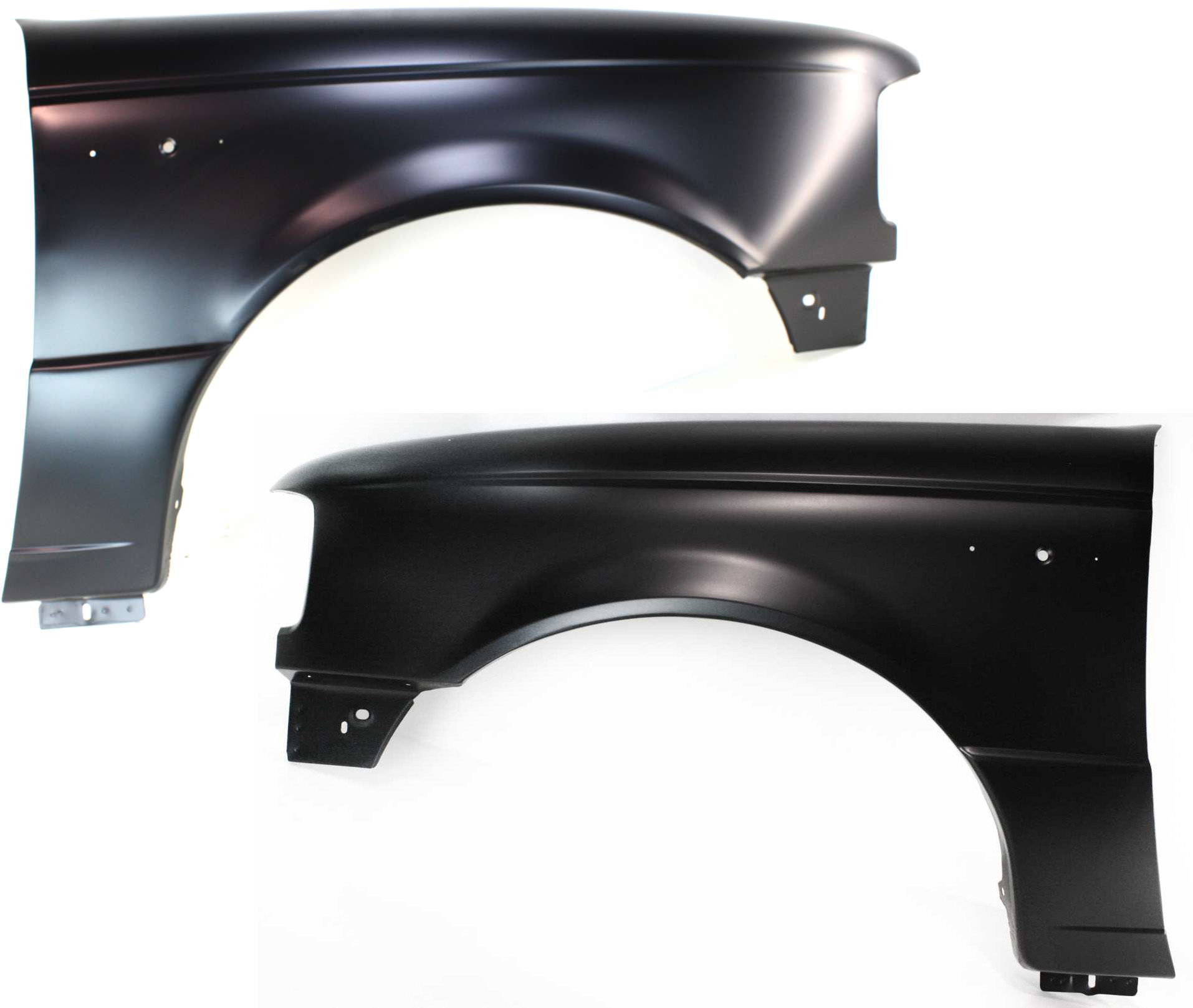 AM RANGER 93-97 FRONT FENDER RH AND LH Primed w o Wheel Opening Molding Holes SKU SET 7811 Partslink FO1240159 FO1241159 OEM F37Z16006A F67Z16005DA