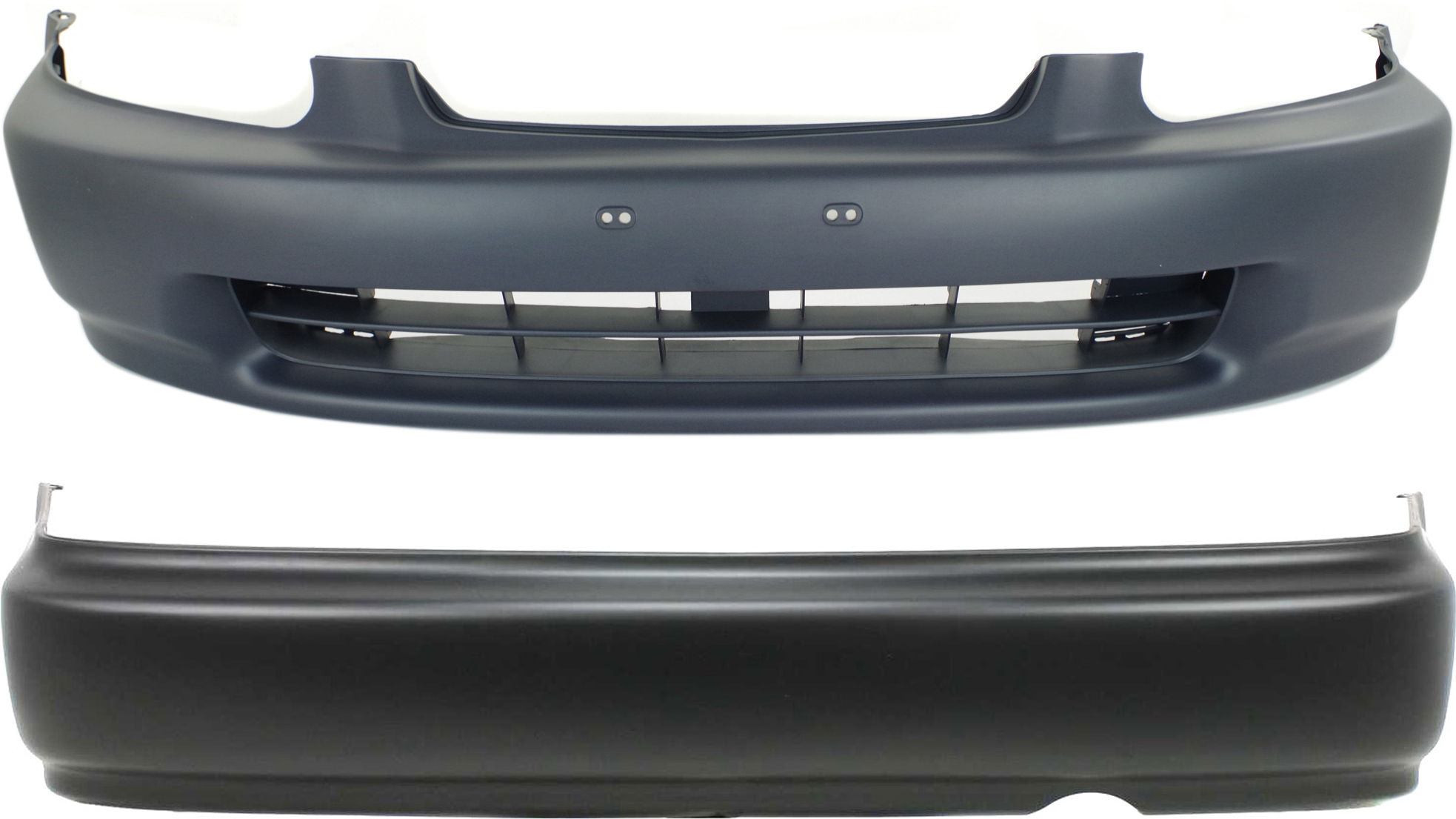 AM CIVIC 96-98 FRONT AND REAR BUMPER COVER Primed Coupe Sedan SKU SET 9633P 2 Partslink HO1000172 HO1100178 OEM 04711S01A00ZZ 04715S01A00ZZ