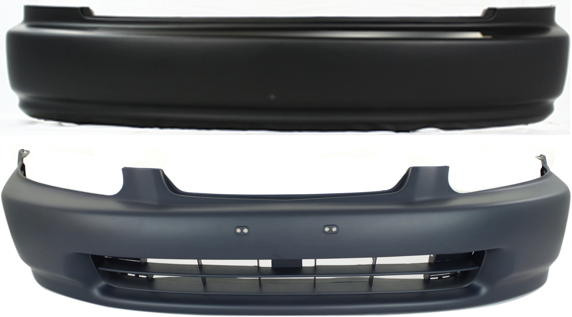 AM CIVIC 96-98 FRONT AND REAR BUMPER COVER Primed DX CX Models Hatchback SKU SET 9634P 2 Partslink HO1000172 HO1100179 OEM 04711S01A00ZZ 71501S00A00ZZ
