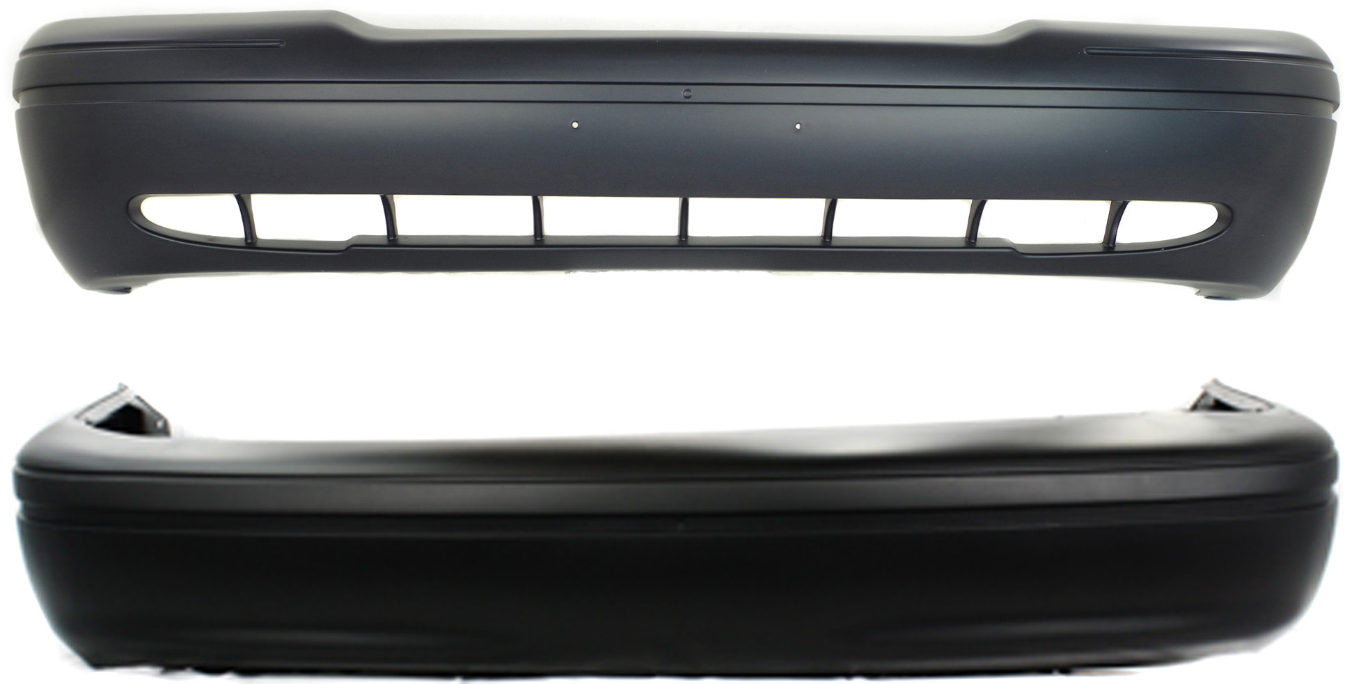 AM CROWN VICTORIA 98-05 FRONT AND REAR BUMPER COVER Primed SKU SET 9636P 2 Partslink FO1000455 FO1100279 OEM 3W7Z17D957CA YW7Z17K835CA