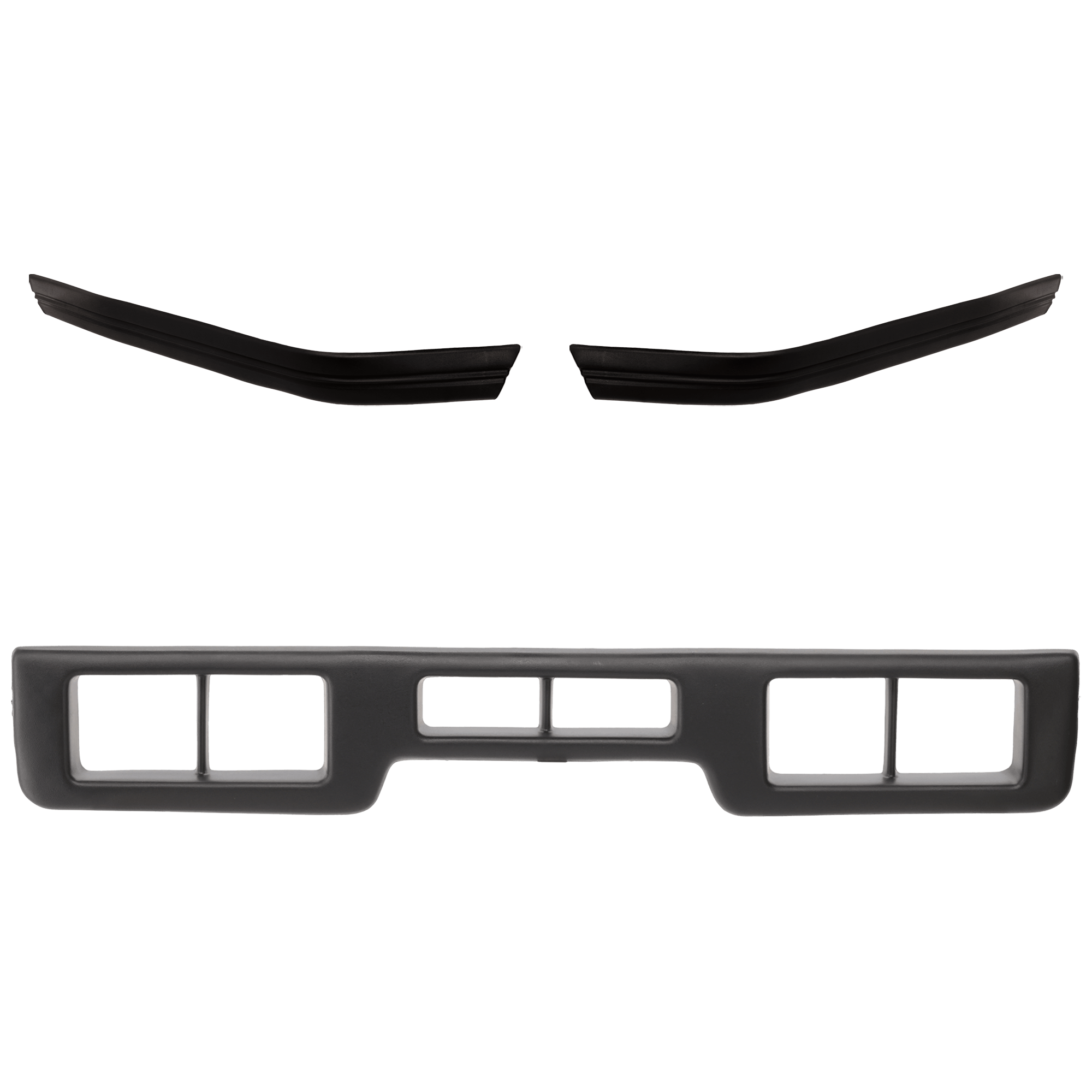 AM F SERIES BRONCO 92-96 FRONT BUMPER MOLDING RH AND LH fits bumper w center air holes Set of 3 SKU SET 9834-3 Partslink FO1057272 FO1058271 FO1059271 OEM F3TZ17K833H F3TZ17K833J F3TZ17