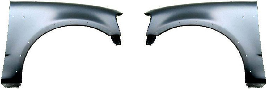AM F SERIES 97-04 FRONT FENDER RH AND LH Primed w Wheel Opening Molding Holes SKU SET 9838 Partslink FO1241192 FO1240192 OEM 2L3Z16005AA 2L3Z16006AA