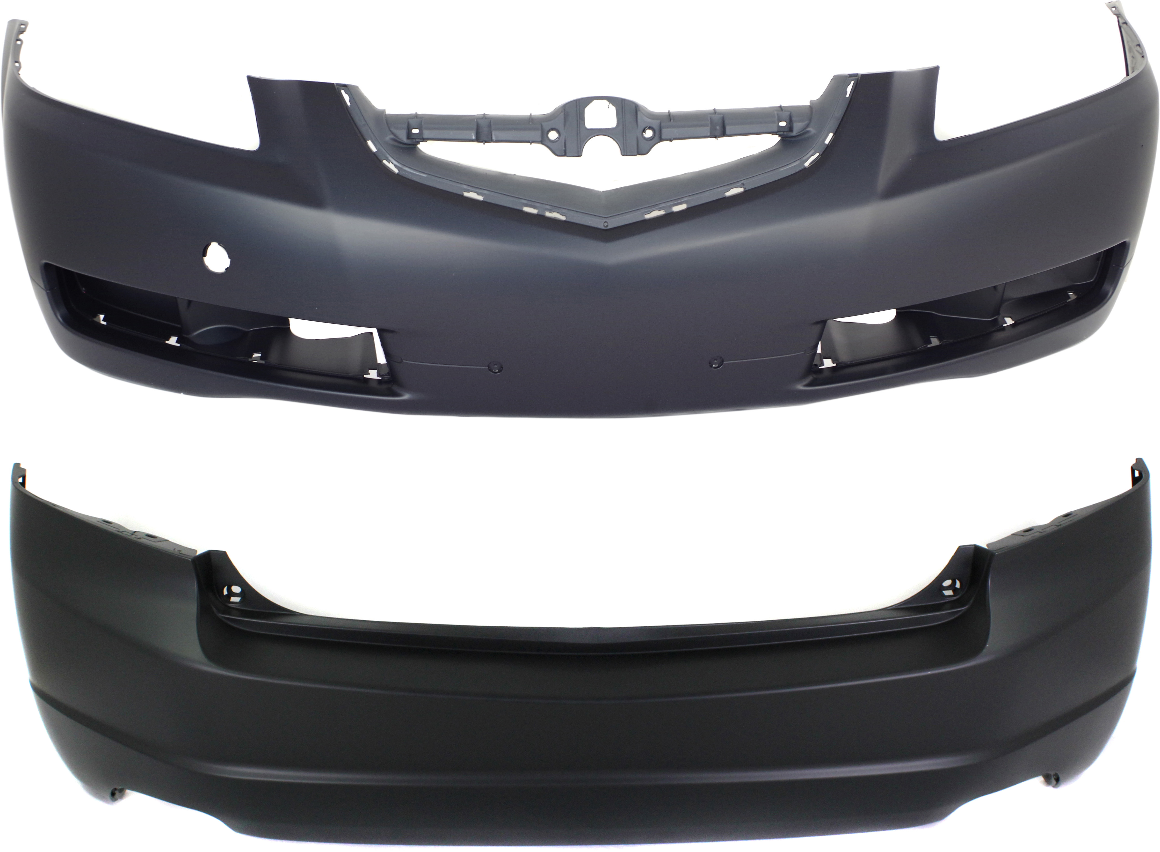 AM TL 04-06 FRONT AND REAR BUMPER COVER Set of 2 Primed SKU SET A010305P 2 Partslink AC1000149 AC1100146 OEM 04711SEPA90ZZ 04715SEPA90ZZ