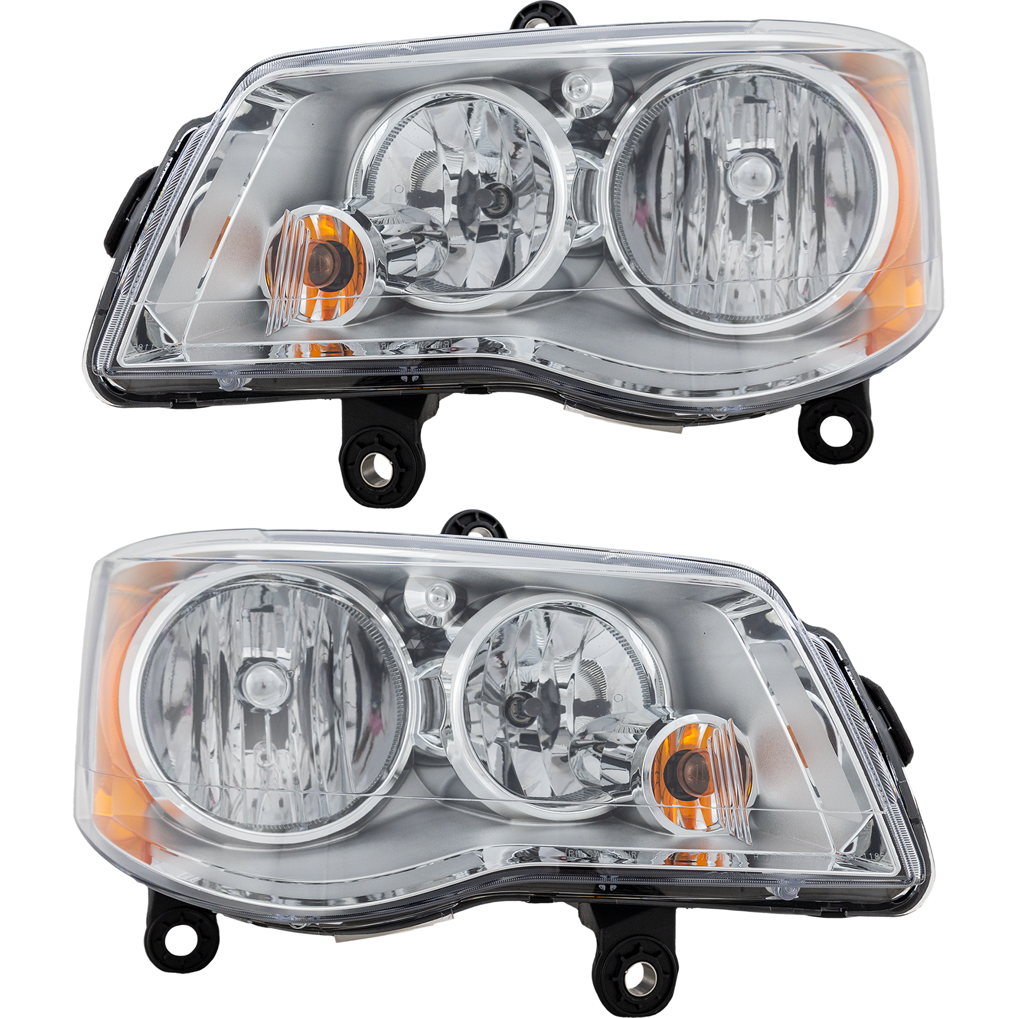AM GRAND CARAVAN 11-20 TOWN AND COUNTRY 08-16 HEAD LAMP RH AND LH Assembly Halogen Chrome Interior CAPA SKU SET ARBC100101Q Partslink CH2502192C CH2503192C OEM 5113337AI 5113337AG 5113336AI