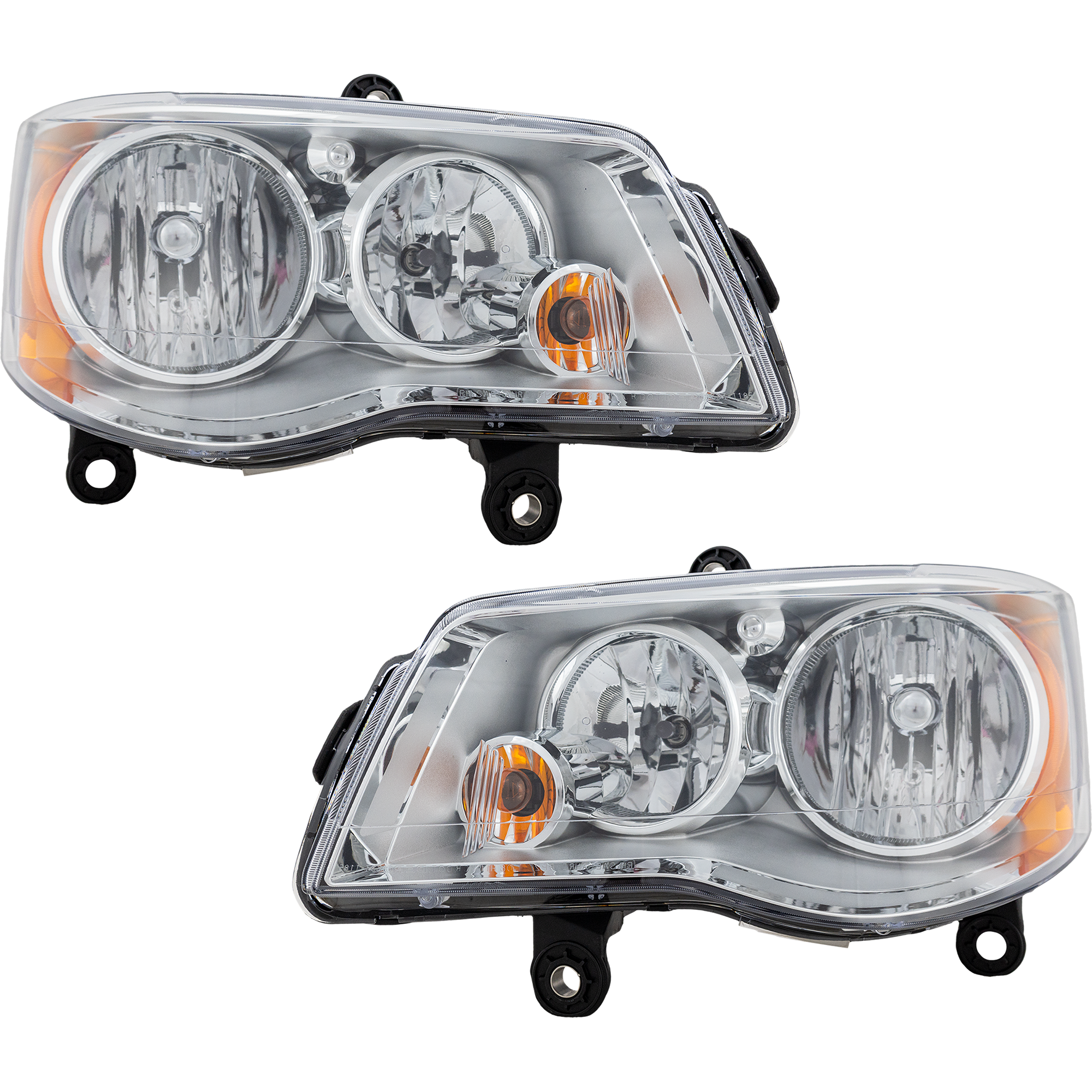 AM GRAND CARAVAN 11-20 TOWN AND COUNTRY 08-16 HEAD LAMP RH AND LH Assembly Halogen Chrome Interior SKU SET ARBC100101 Partslink CH2502192 CH2503192 OEM 5113337AI 5113337AG 5113336AI