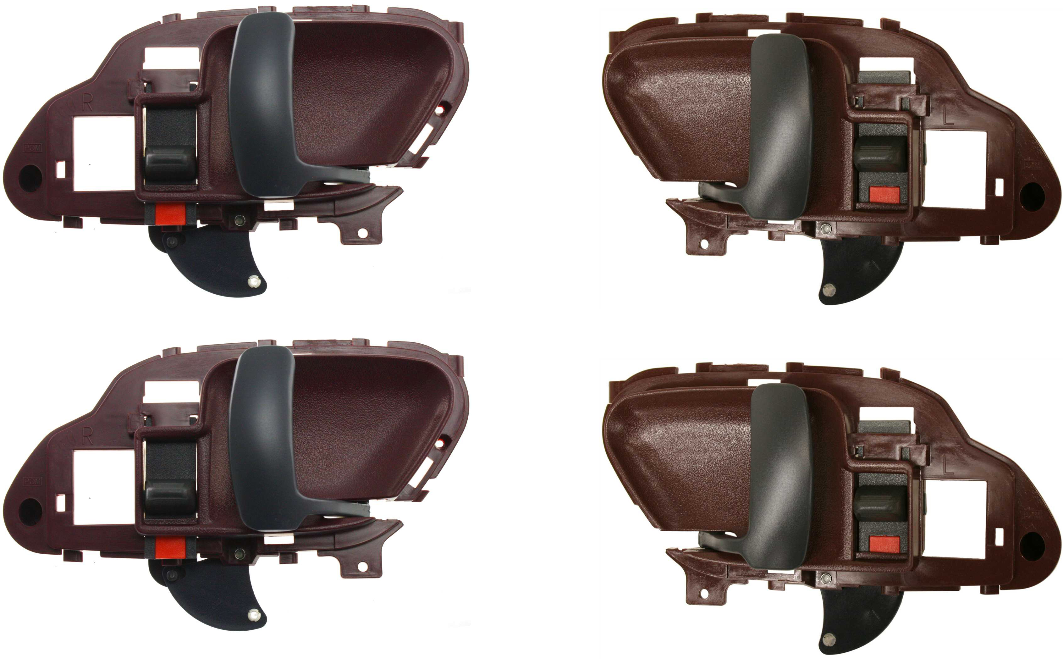 AM C K FULL SIZE P U 95-00 FRONT AND REAR DOOR HANDLE RH AND LH Inside Red Hsg Txtrd Blk Lvr SKU SET ARBC462145-4 Partslink GM1353103 GM1352103 OEM 15708050-15708049