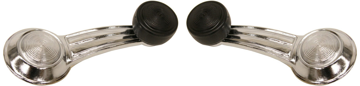 AM BONNEVILLE 80-86 G3500-79-96 FRONT WINDOW HANDLE RH AND LH Chrome w Black Knob w o Keyhole Metal SKU SET ARBC463204 Partslink GM1354101 OEM 20348200