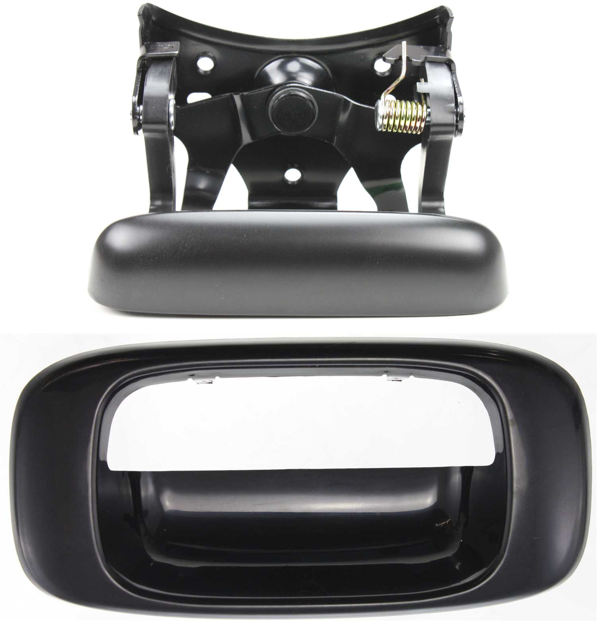 AM SILVERADO SIERRA 99-06 H2-03-09 TAILGATE HANDLE Outside with Bezel Smooth Black Includes 2007 Classic SKU SET ARBC580715 Partslink GM1915129 GM1916109 OEM 15188001-15228541