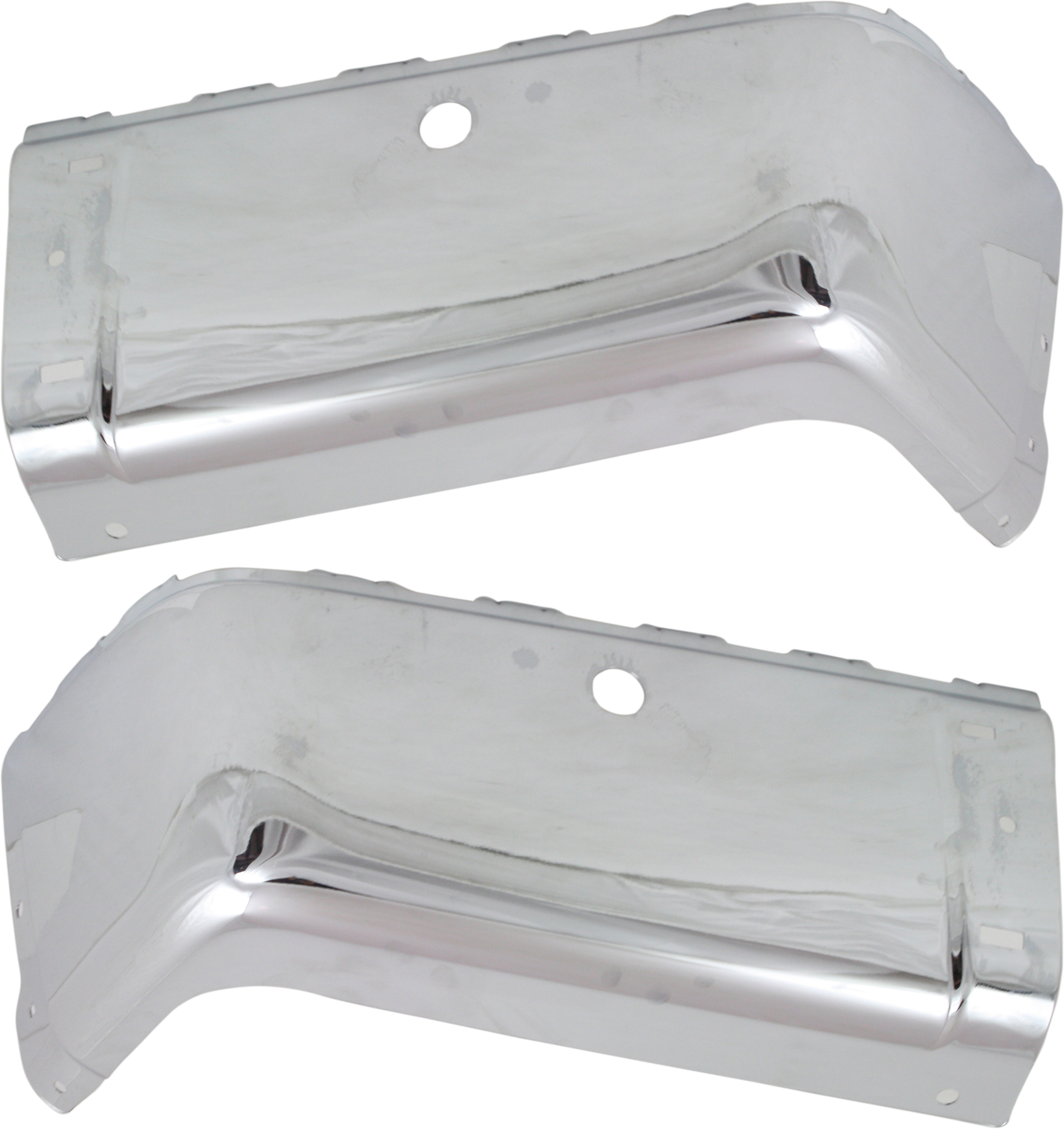 AM SILVERADO SIERRA 07-14 REAR BUMPER END RH AND LH Chrome w Sensor Holes Fits 2007 Non Classic SKU SET ARBC761101 Partslink GM1105147 GM1104147 OEM 15284306-15284305