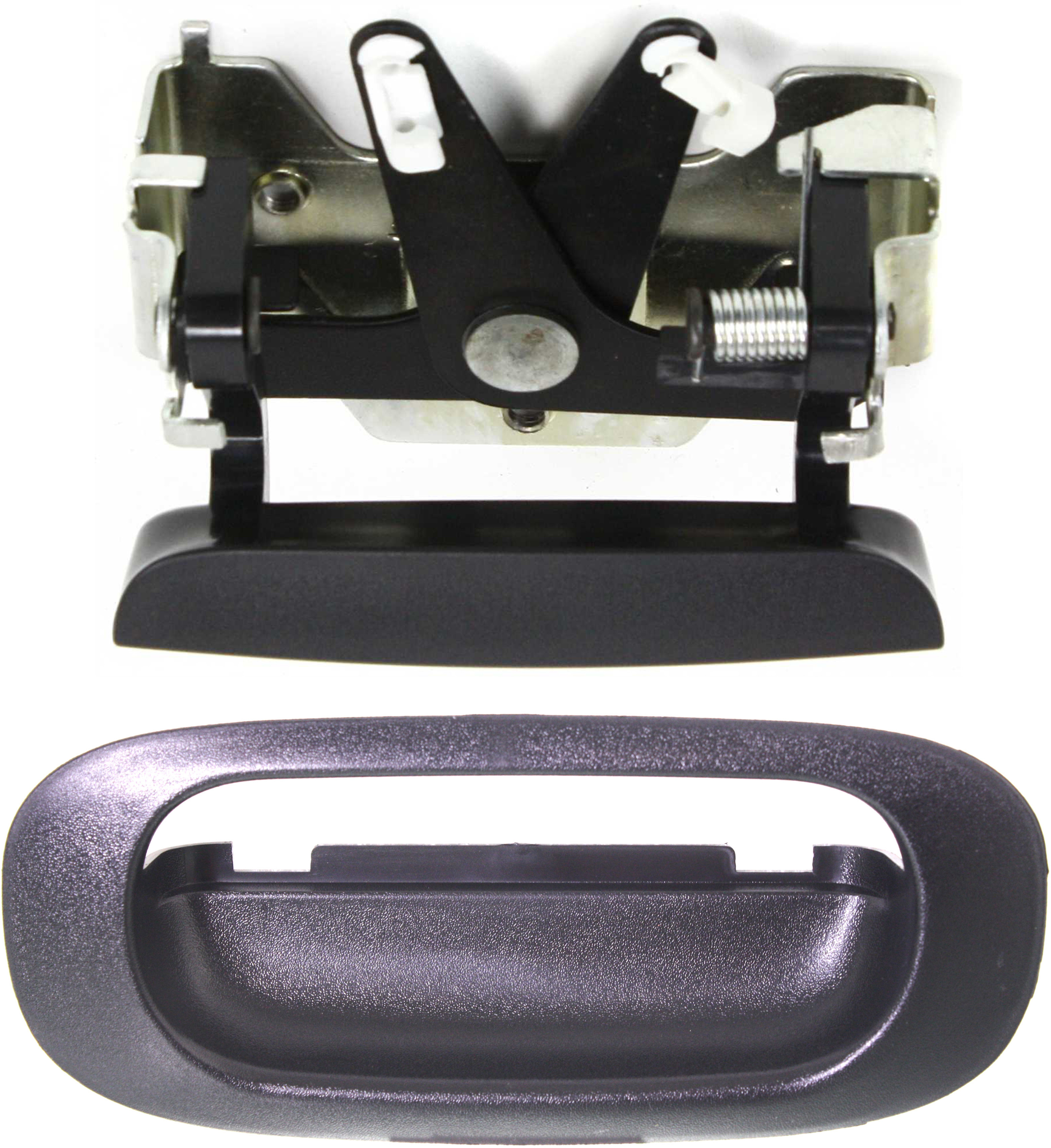 AM DAKOTA 97-11 RAIDER 06-09 TAILGATE HANDLE LEVER AND BEZEL Textured Black w o Keyhole Plastic SKU SET ARBD580701-2 Partslink CH1916102 CH1915111 OEM 55256216AB 55256215AB