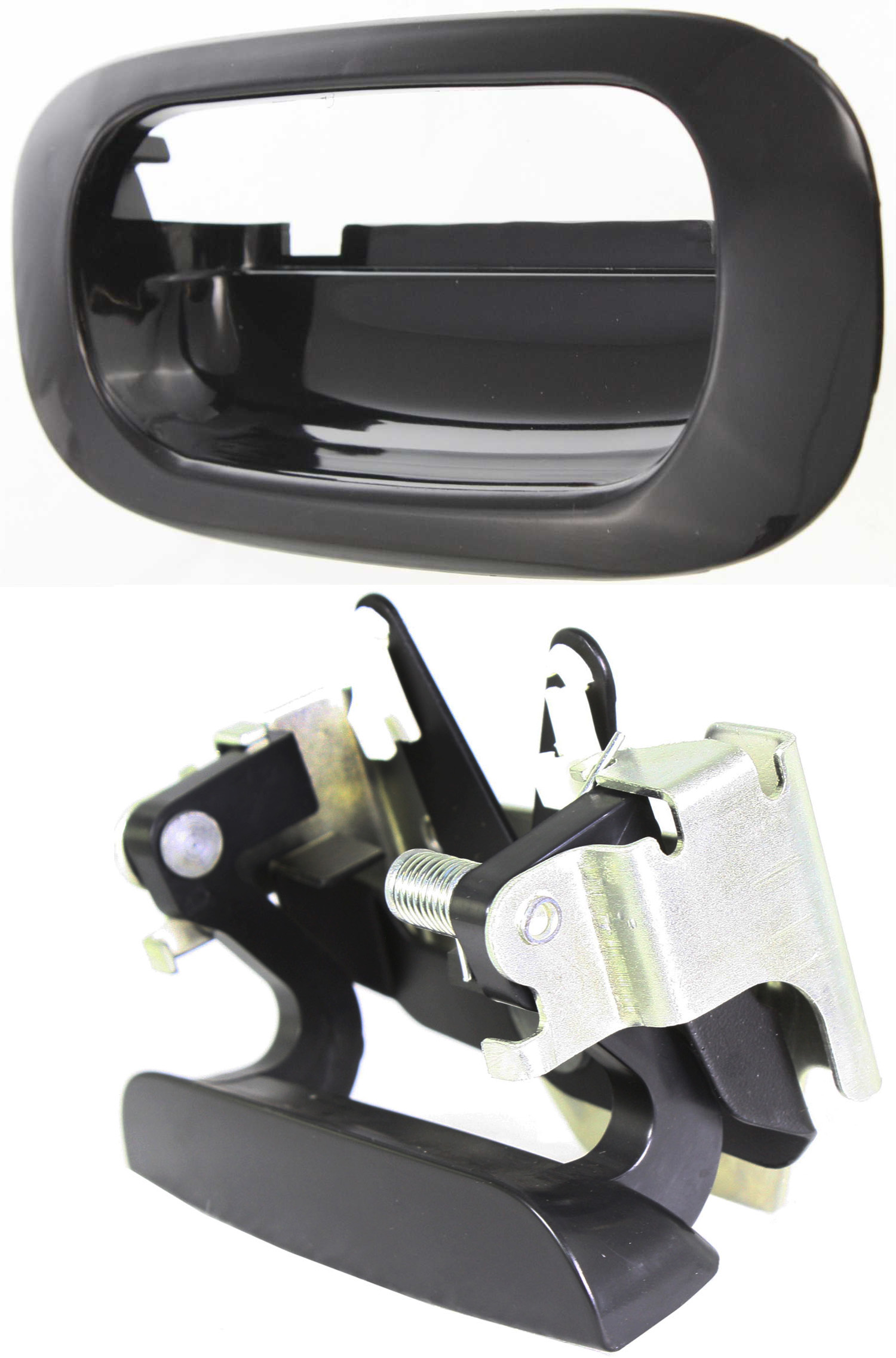 AM DAKOTA 97-11 RAIDER 06-09 TAILGATE HANDLE LEVER AND BEZEL Smooth Black w o Keyhole Plastic SKU SET ARBD580703-2 OEM 55256215AB PFM 55256216SMTH