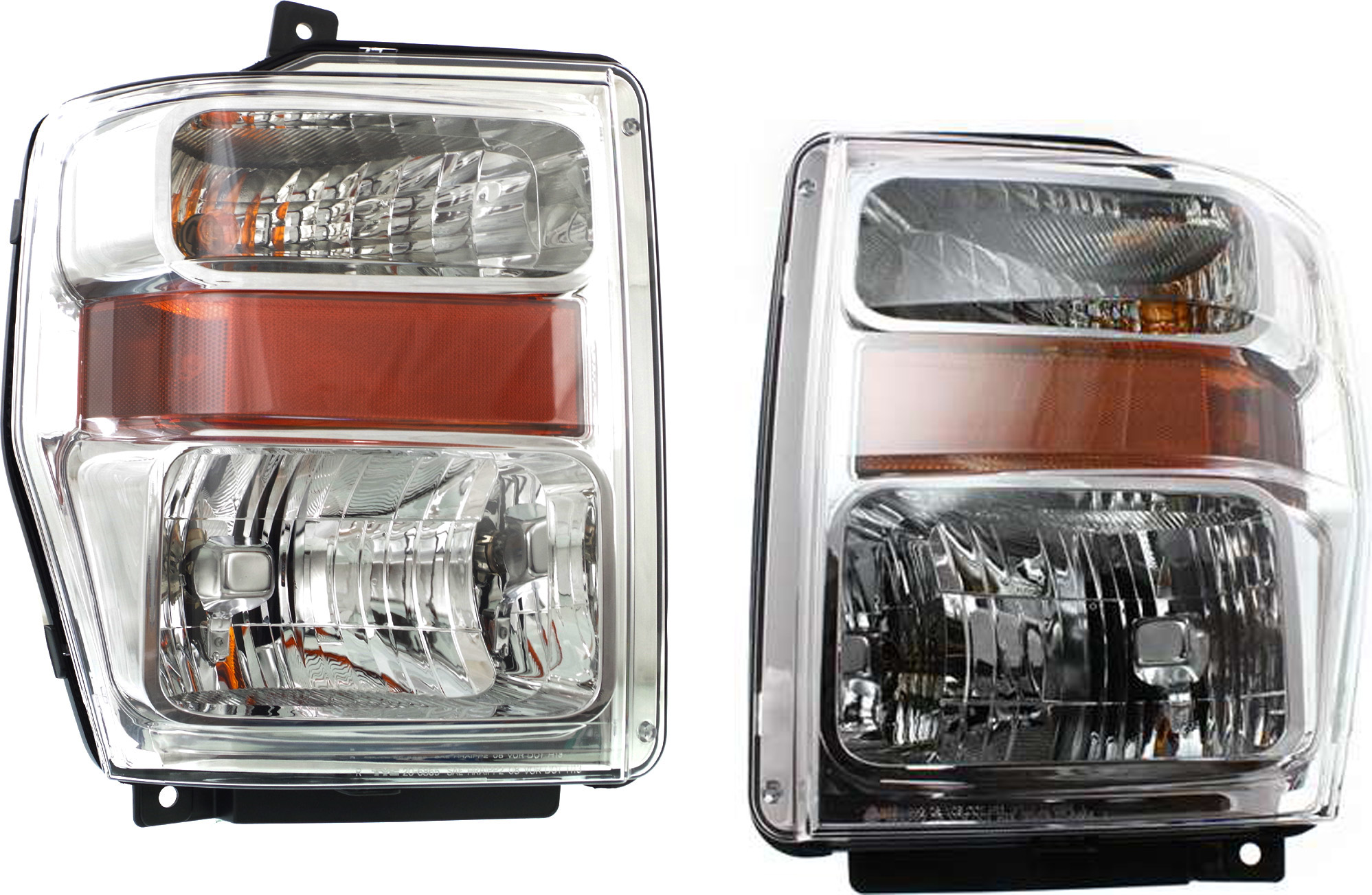 AM F SERIES SUPER DUTY 08-10 HEAD LAMP RH AND LH Assembly Halogen Aero Style Excludes Harley Davidson Model SKU SET ARBF100103 Partslink FO2502243 FO2503243 OEM 7C3Z13008BA 7C3Z13008AA