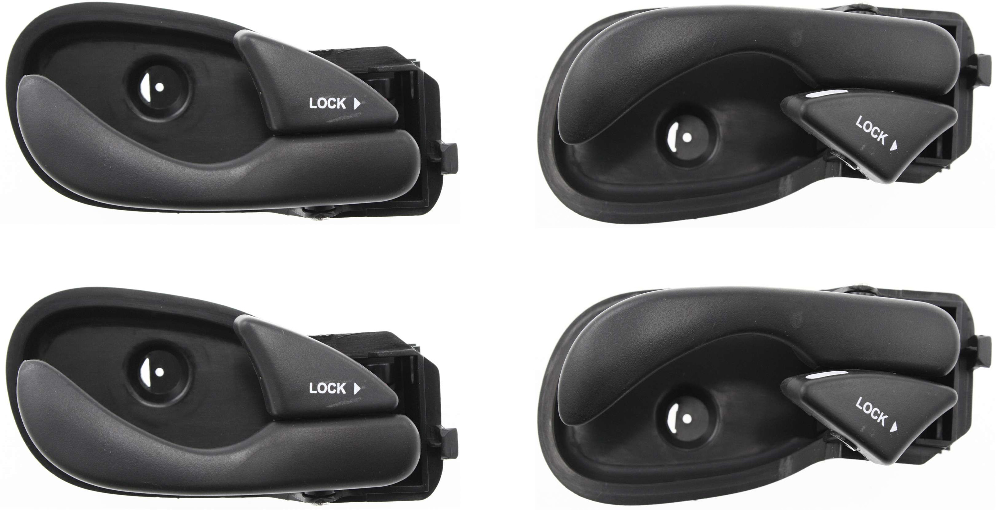 AM FOCUS 00-07 FRONT AND REAR INTERIOR DOOR HANDLE RH AND LH Textured Black Plastic SKU SET ARBF462105-4 Partslink FO1353126 FO1352126 OEM 1S4Z5422600A 6S4Z5422600A 1S4Z