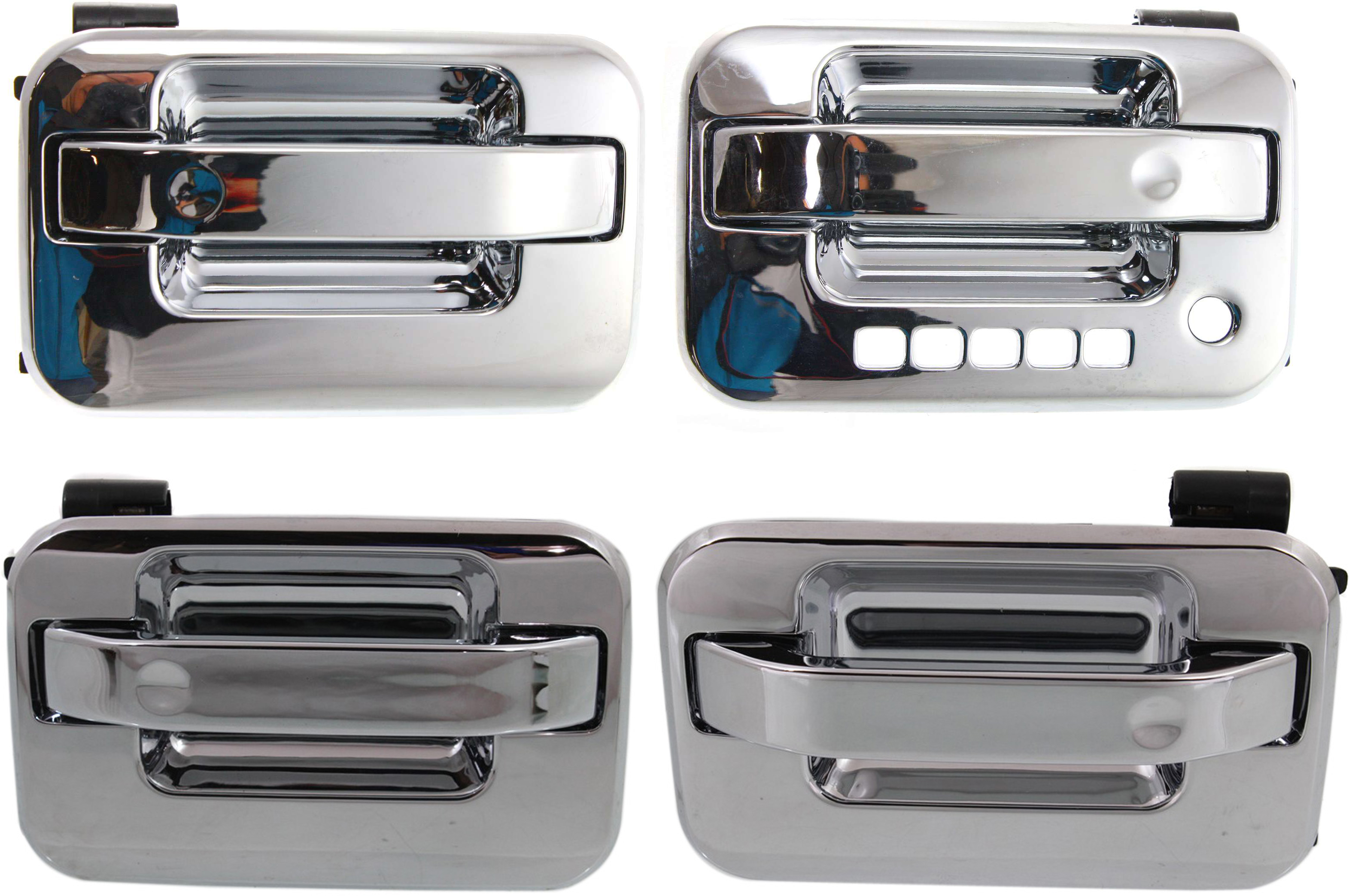 AM F 150-04-14 EXTERIOR DOOR HANDLE Set of 4 Front and Rear RH and LH Chrome SKU SET ARBF462115C 4 Partslink FDH010122 FDH010119 FDH010042 FDH010041 OEM CL3Z1522404AB PFM 8L3Z1522405A
