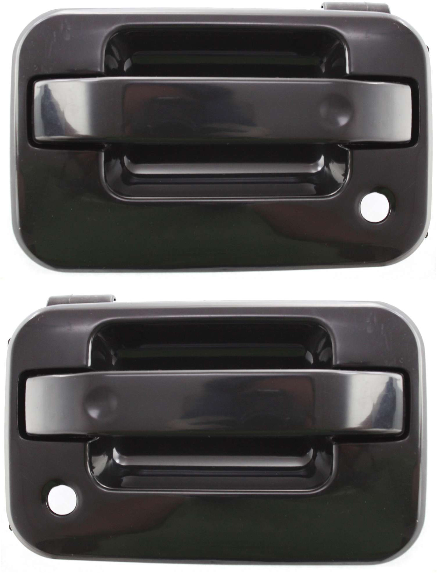 AM F 150-04-14 MARK LT 06-08 FRONT EXTERIOR DOOR HANDLE RH AND LH Smooth Black w Keyhole w Plastic Connector SKU SET ARBF462145 OEM CL3Z1522404BA CL3Z1522405BB
