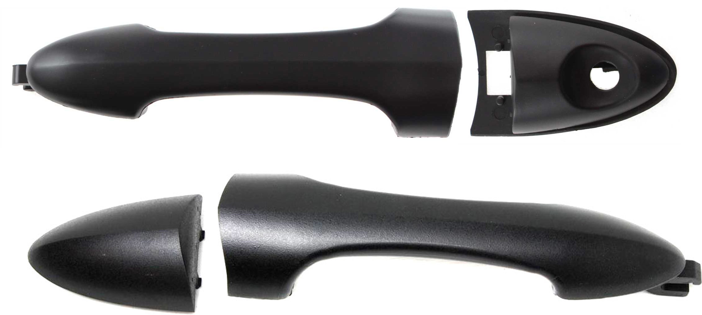 AM FOCUS 00-06 FRONT EXTERIOR AND REAR DOOR HANDLE RH AND LH Textured Black Cap Cover Pad and Handle SKU SET ARBF462506-4 Partslink FO1310141 FO1310125 OEM YS4Z5422404AAA EC0258413HAA PF