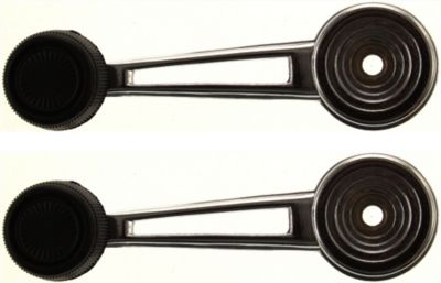 AM F 250-73-96 FRONT WINDOW CRANK Chrome w Black Knob Metal =REAR SKU SET ARBF463201-2