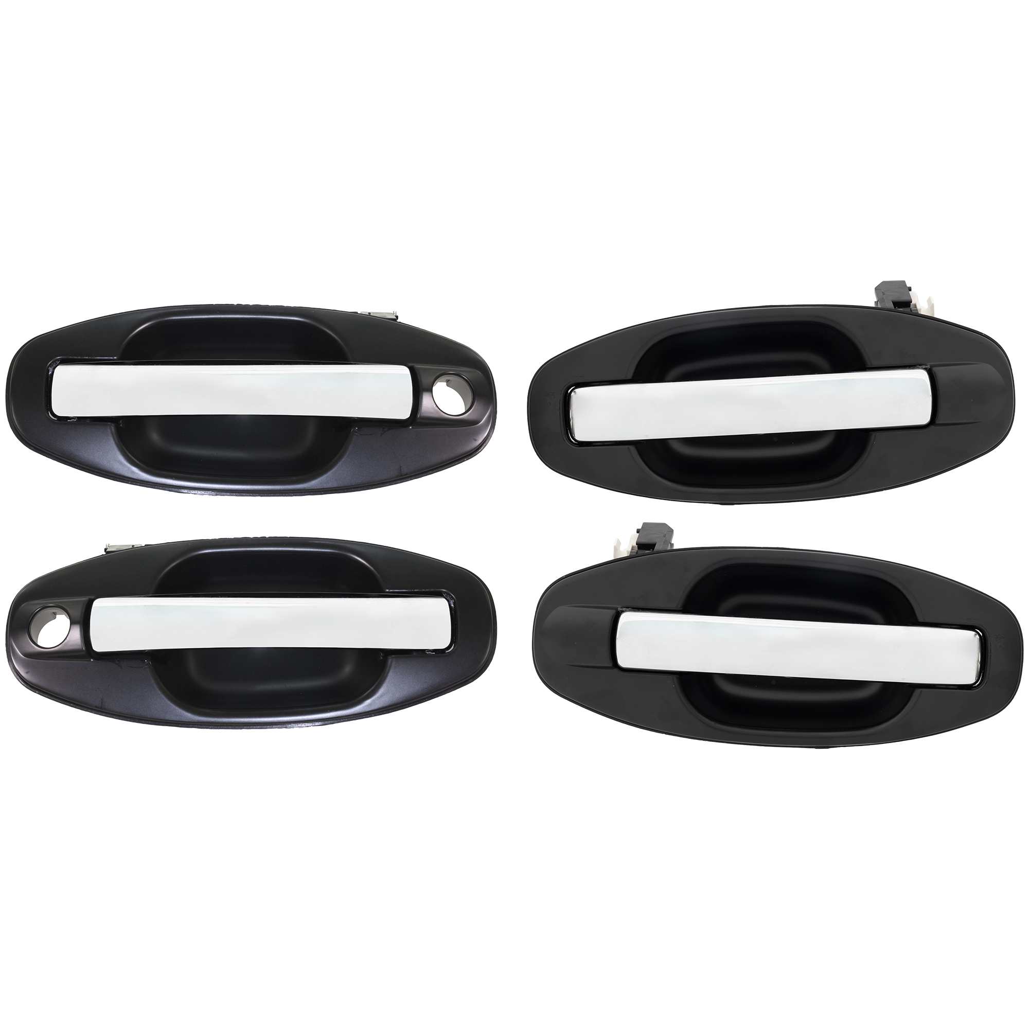 AM SANTA FE 01-06 FRONT AND REAR DOOR HANDLE RH and LH Set of 4 Outside Primered Bezel Chrome Lever Plastic SKU SET ARBH462121-4 Partslink HY1311111 HY1310111 HY1521108 HY1520108 OEM 8266026010-8265026010-83660260