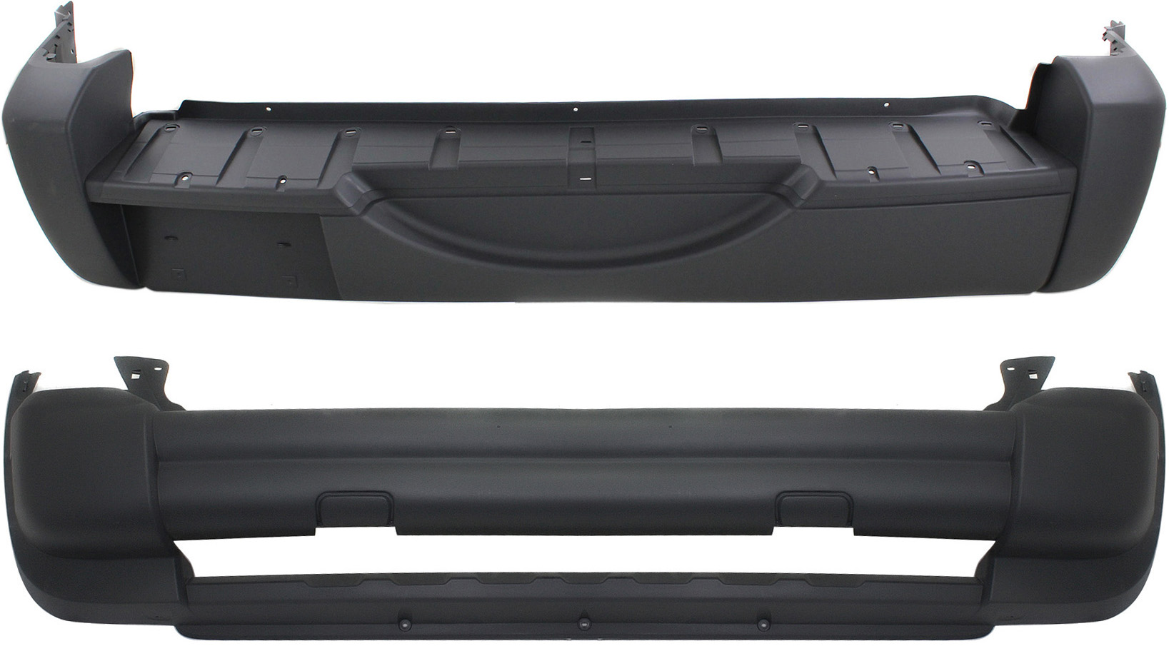AM LIBERTY 05-07 FRONT AND REAR BUMPER COVER Textured SKU SET ARBJ010301-2 Partslink CH1000923 CH1100405 OEM 5GJ58BDLAE 5JG89BDLAB 5JG89BDL