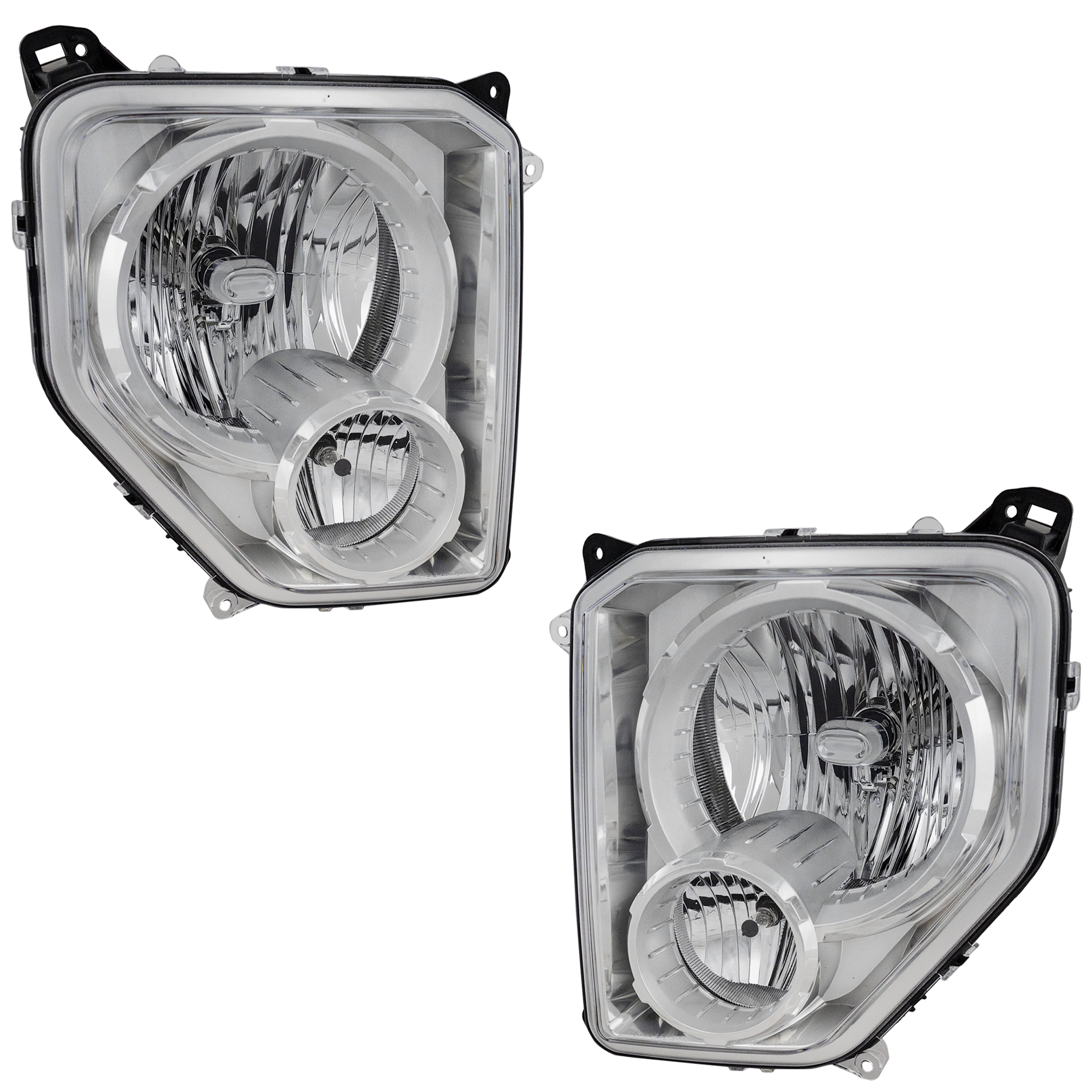 AM LIBERTY 08-12 HEAD LAMP RH AND LH Assembly Halogen Chrome Interior w Fog Light SKU SET ARBJ100101 Partslink CH2502196 CH2503196 OEM 55157339AE 55157338AE