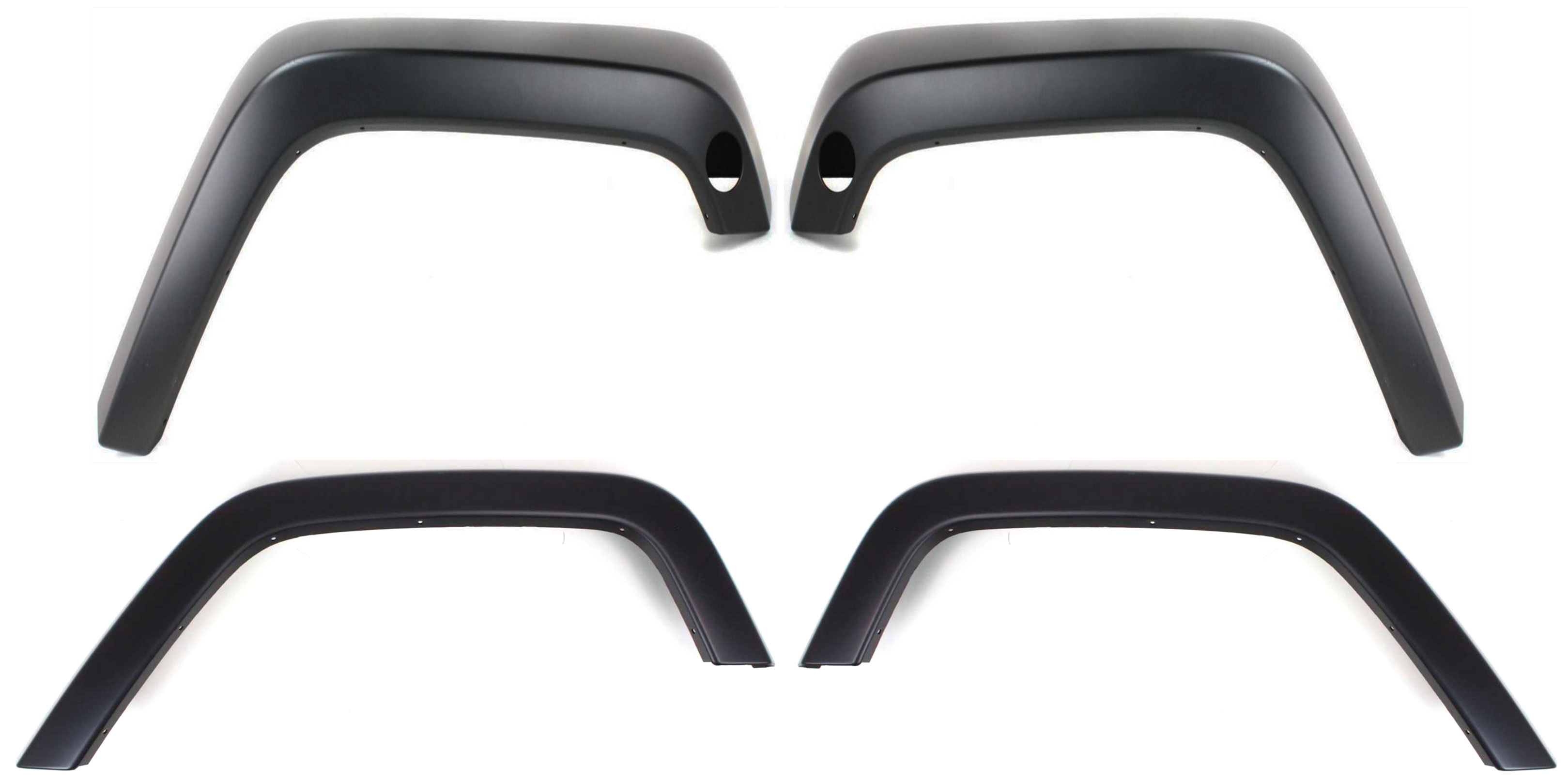 AM WRANGLER JK 07-18 FRONT AND REAR WHEEL OPENING MOLDING RH AND LH Set of 4 Flare Primed SKU SET ARBJ221301-4 Partslink CH1269108 CH1268108 CH1769103 CH1768103 OEM 5KC86TZZAJ 5KC86TZZAH 5KC87TZZ