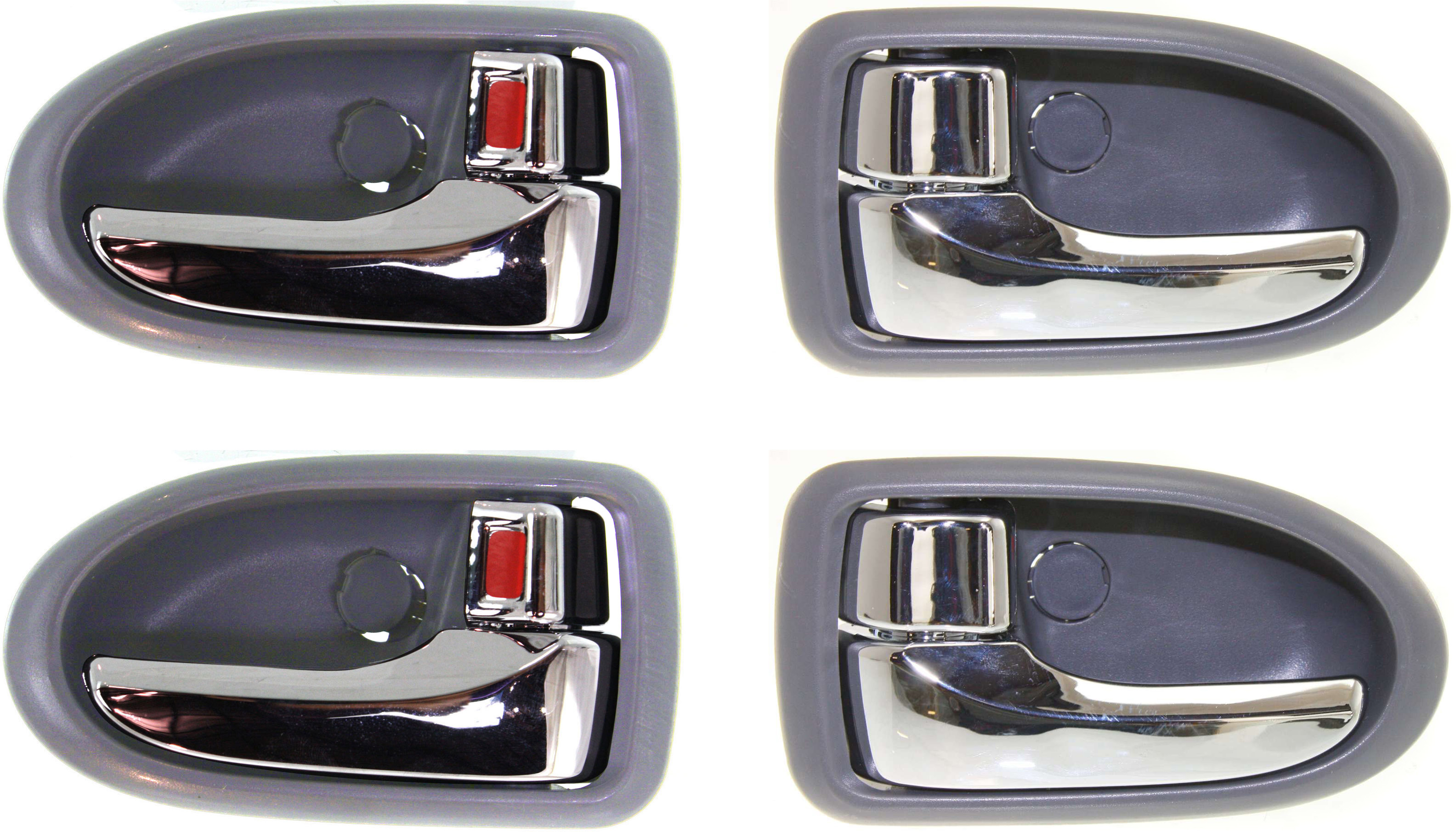 AM MPV 00-06 FRONT AND REAR DOOR HANDLE RH AND LH Set of 4 Inside Chrome Lever + Gray Bezel Bright w Gray SKU SET ARBM462103-4 Partslink MA1353103 OEM LC6258330D05 LC6258330D72 LC62