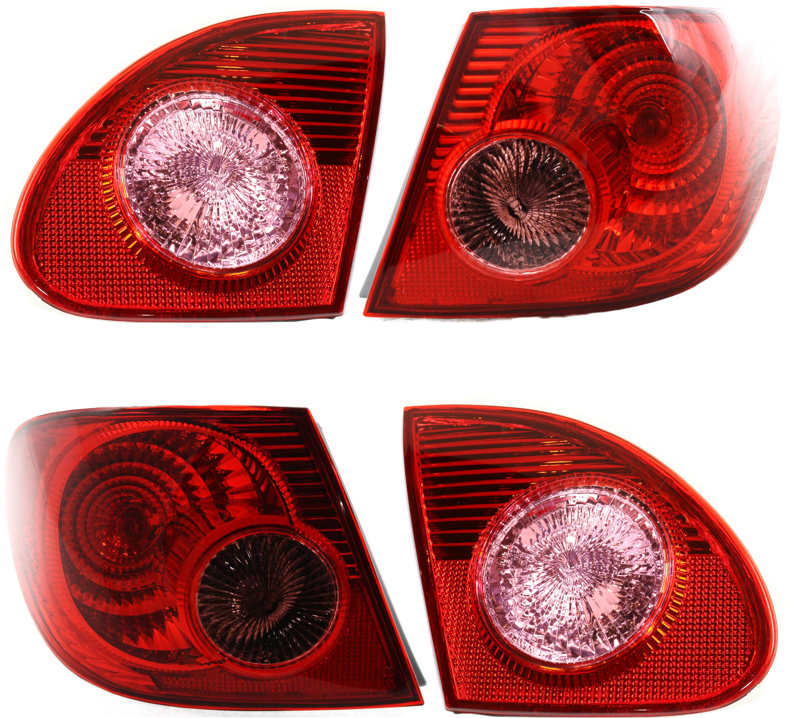 AM COROLLA 03-04 TAIL LAMP RH AND LH Set of 4 Inner and Outer w Back Up Light SKU SET ARBT730105-4 Partslink TO2887102 TO2886102 TO2801154 TO2800154 OEM 8167102030-8168102030-81550022