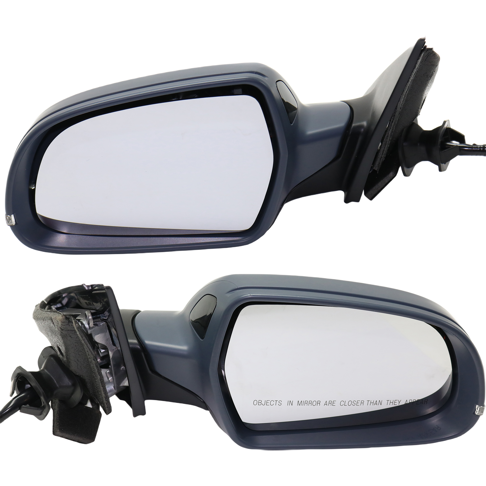 AM A4 S4-10-11 MIRROR RH AND LH Power Manual Folding Heated Paintable No Auto dimming w Memory and Signal Light with Blind Spot Light in Housing Sedan Wagon SKU SET AU05ER S Partslink AU1320113 AU1321113 OEM 8K1857409AK01C PFM 8K1857410AK