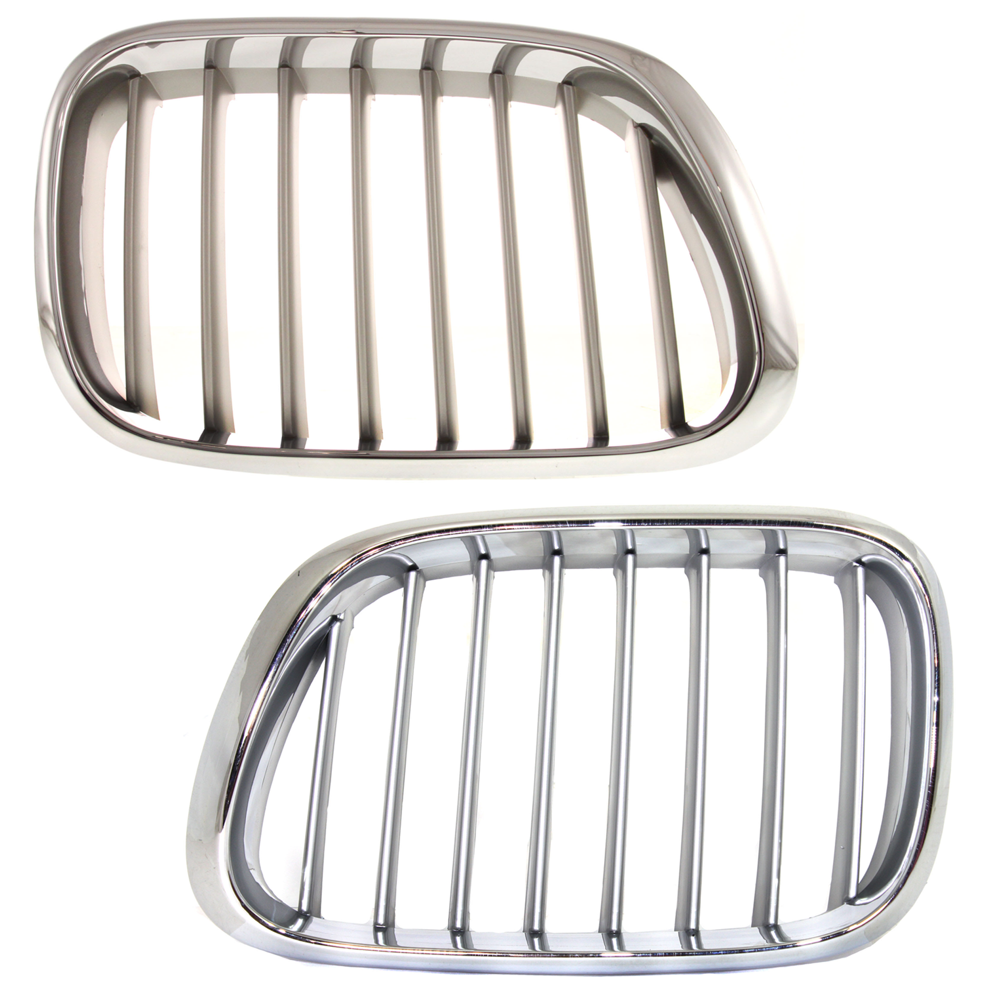 AM X5-00-03 GRILLE RH AND LH Chrome Shell with Silver Insert Plastic SKU SET B070321 Partslink BM1200154 BM1200155 OEM 51138250051-51138250052