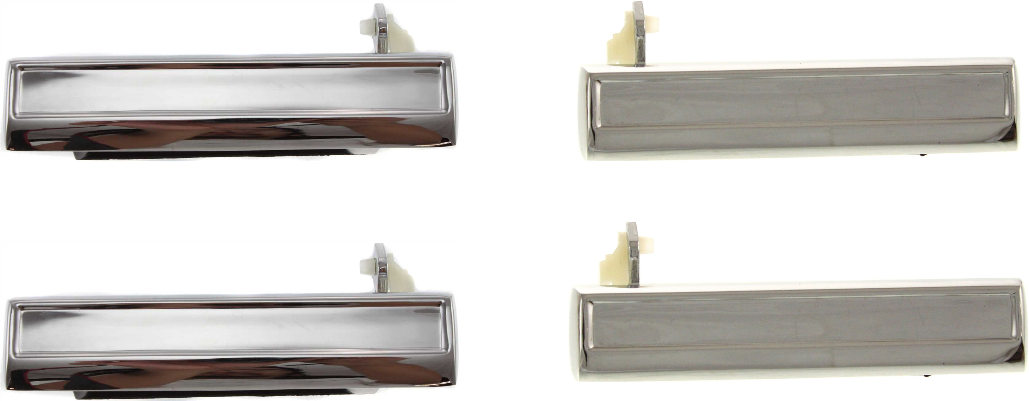 AM CENTURY 82-96 FRONT AND REAR EXTERIOR DOOR HANDLE RH AND LH All Chrome Metal Zinc SKU SET B462121-4 Partslink GM1323101 GM1322101 OEM 20332644-20332645
