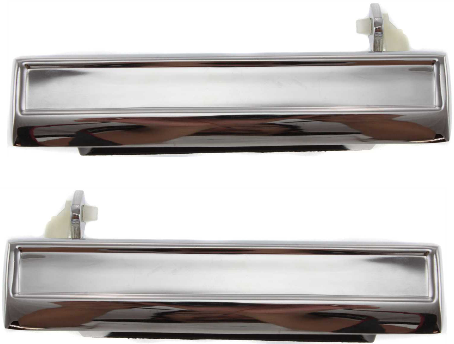 AM SUNBIRD 86-87 EXTERIOR FRONT DOOR HANDLE RH AND LH All Chrome Metal Zinc w o Keyhole =REAR SKU SET B462121 Partslink GM1323101 GM1322101 OEM 20332644-20332645