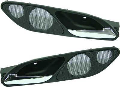 AM 3 SERIES 99-06 FRONT INTERIOR DOOR HANDLE RH AND LH Standard Sound System Chrome Black SKU SET B462137 Partslink BM1353105 BM1352105 OEM 51418222706-51418222705