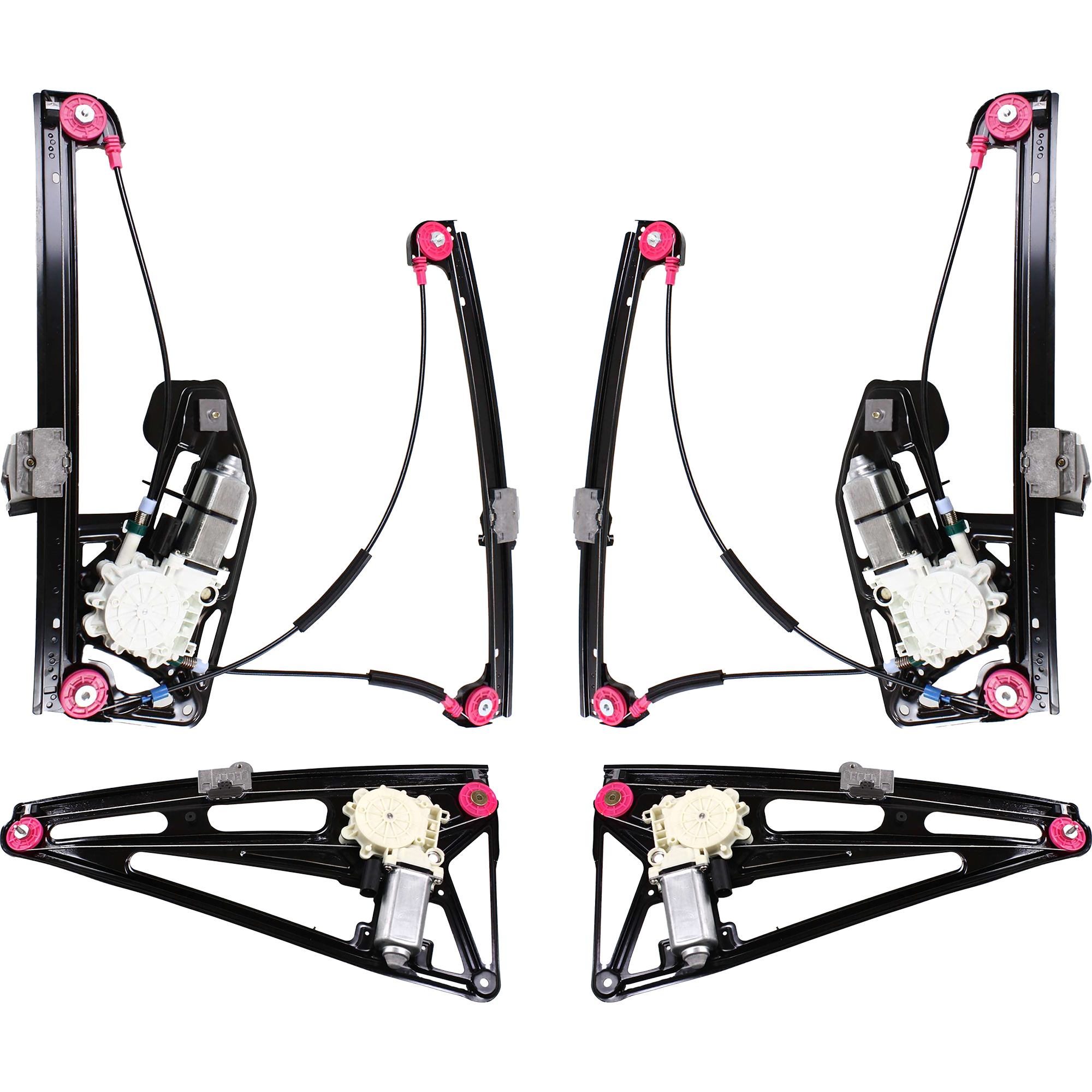 AM 7 SERIES 95-01 FRONT AND REAR WINDOW REGULATOR RH AND LH Set of 4 Power w Motor SKU SET B462923-4 Partslink BM1351106 BM1350106 BM1551104 BM1550104 OEM 5-133-820-563-451-330-000-000-000-000